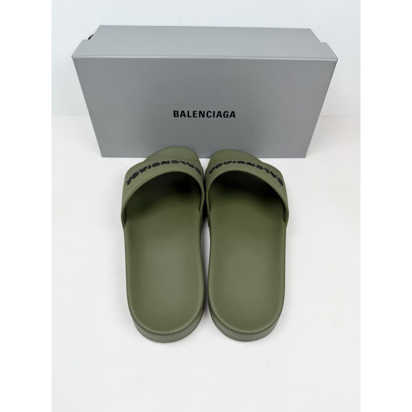 Balenciaga Size 41EU/8US - Balenciaga Olive Green Pool Slides NEW Size US 8 / EU 41 - 4 Thumbnail