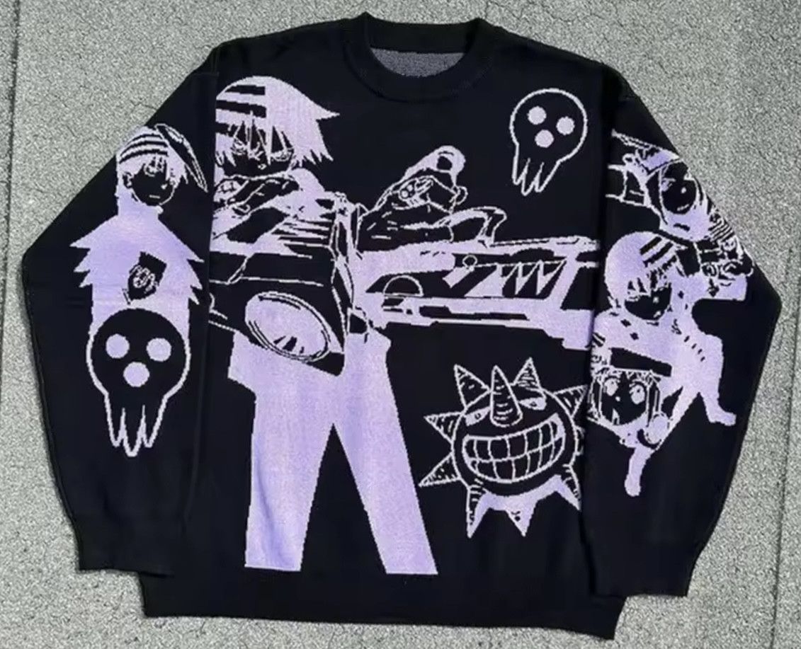 Japanese Brand Retro 90s Y2K Vintage Goth Gun Sweater Jacquard Sweatshirt Size US L / EU 52-54 / 3 - 1 Thumbnail
