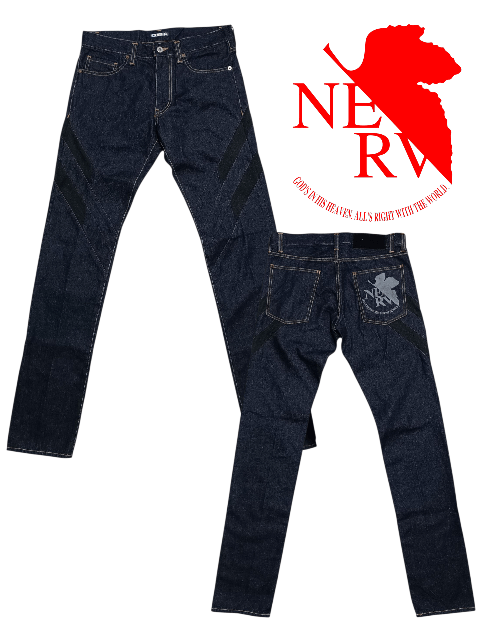 Anime 💥 Rare 💥 Neon Genesis Evangelion Japanese Denim Pants Size US 30 / EU 46 - 1 Thumbnail