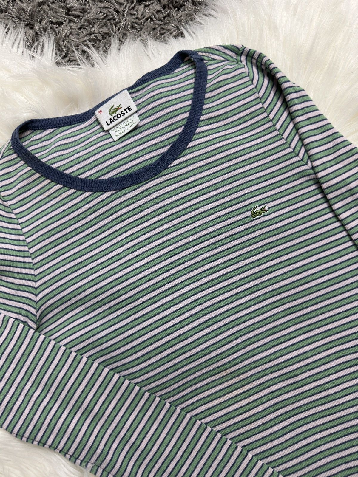 Designer Vintage Lacoste T-shirts Stripe Style Embroidery Logo Size S / US 4 / IT 40 - 3 Thumbnail