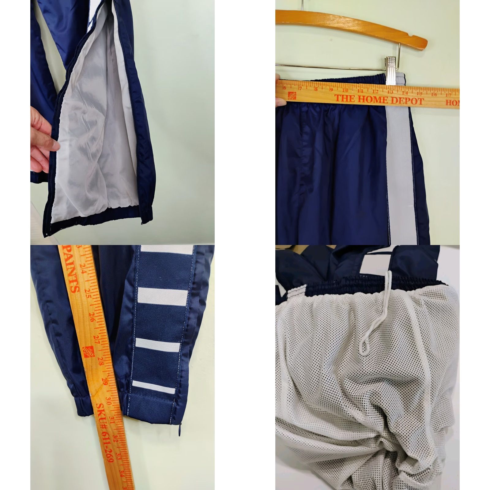 Adidas Adidas Track Pants Lined Windbreaker Mens M Blue Ankle Zips 31 in Inseam Striped Size US 31 - 8 Thumbnail