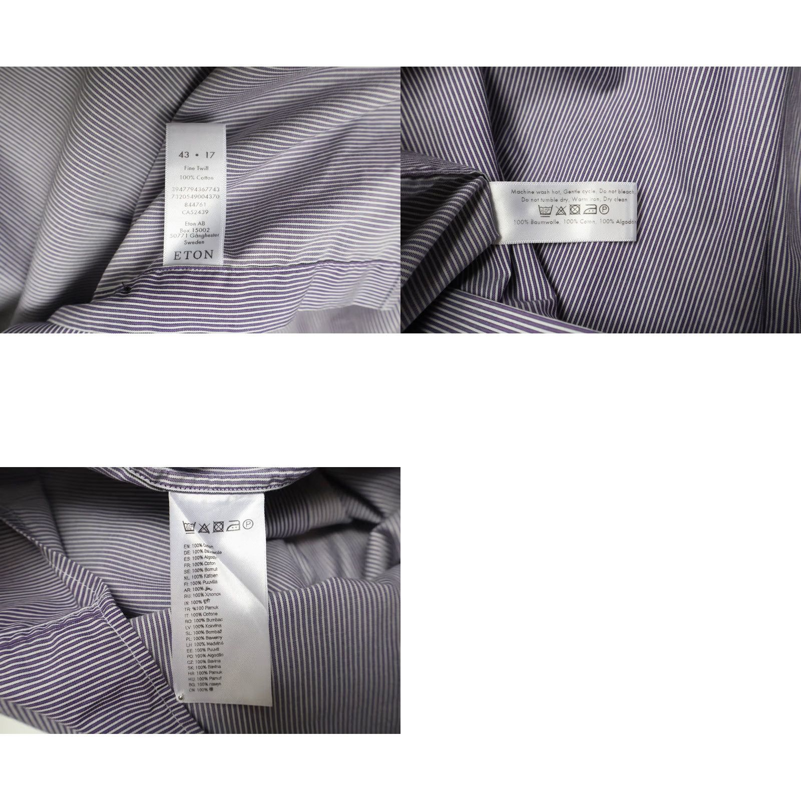 Eton ETON Contemporary Fine Twill Shirt Men's 43 / 17 Collared Button-Up Striped Purple Size US XL / EU 56 / 4 - 8 Thumbnail