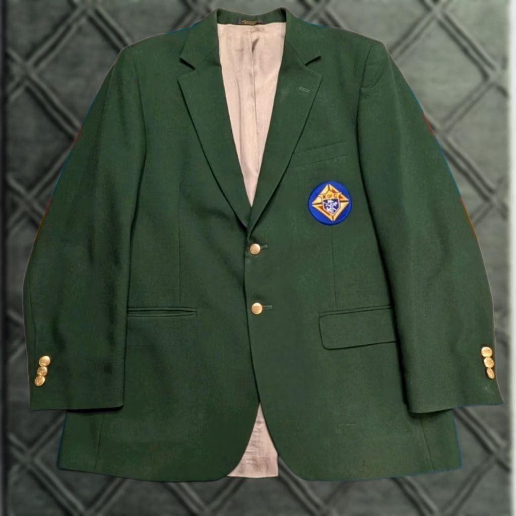 Vintage VINTAGE Knights Of Columbus Blazer Jacket Green Gold Buttons Made In USA 42R Mens Size 42R - 1 Thumbnail