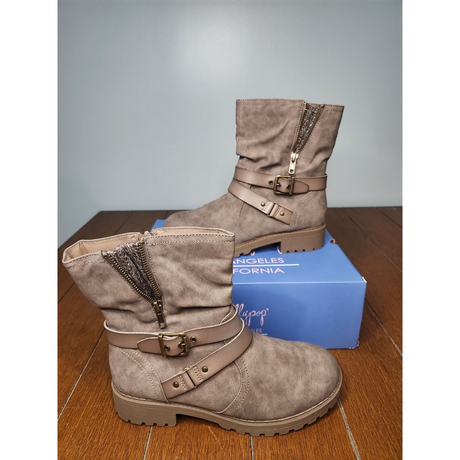 Other JellyPop Spring Taupe Distress Boots 8.5W (SM 250) New Size US 8.5 / IT 38.5 - 2 Thumbnail