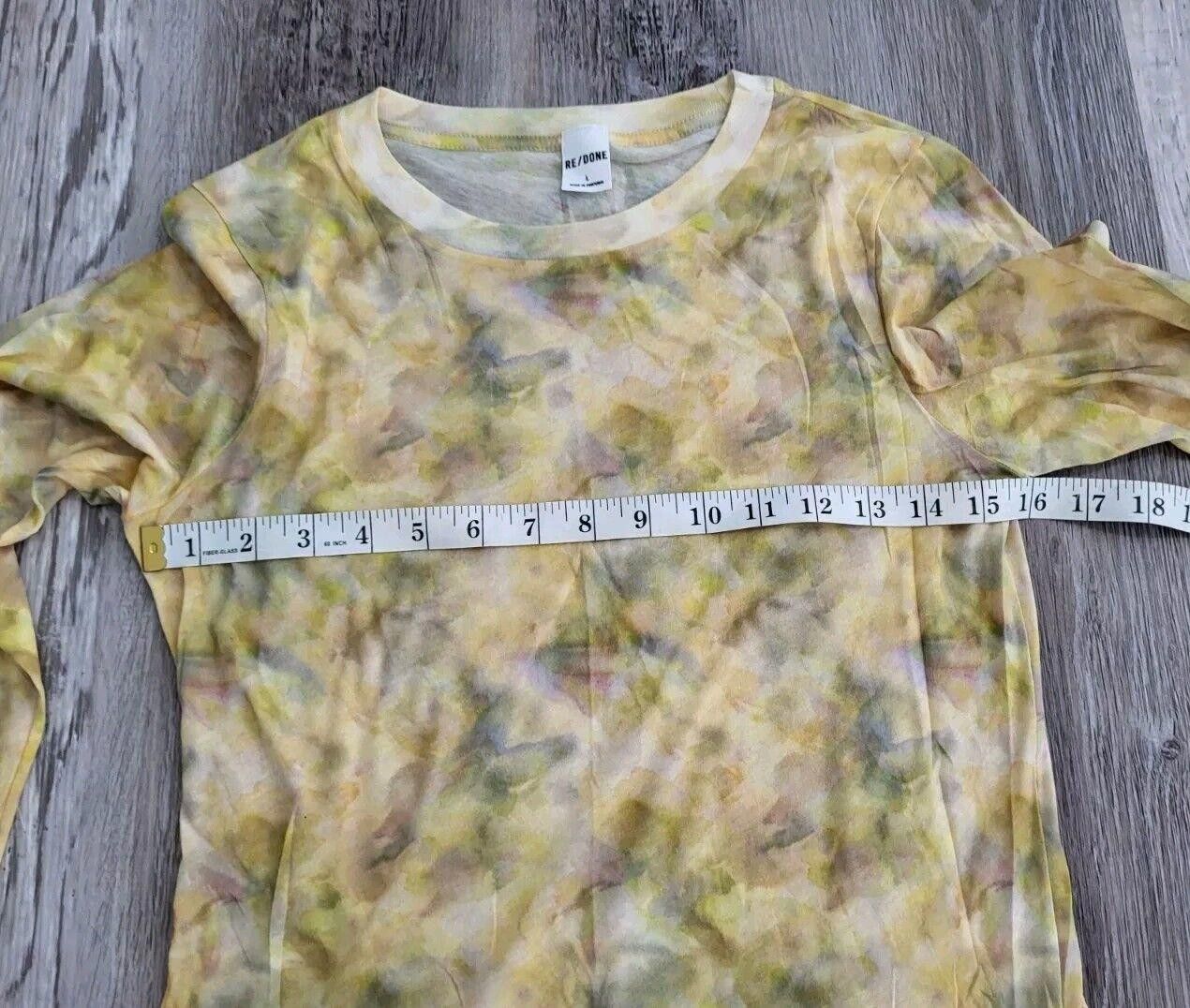 RE/DONE Re/done Shirt Large Long Sleeve Yellow Crew Neck Semi Sheer Size L / US 10 / IT 46 - 6 Thumbnail
