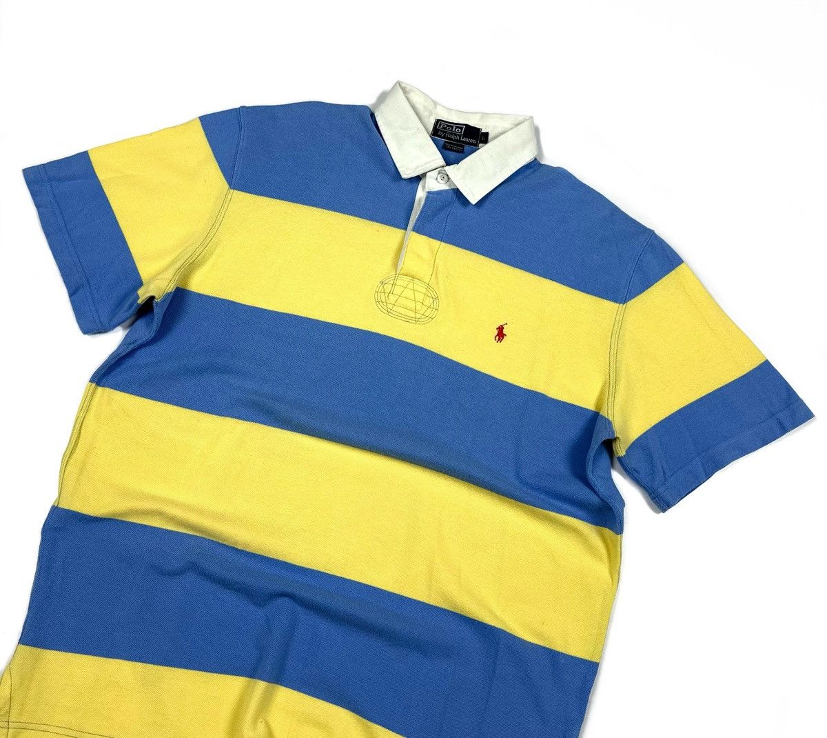 Polo Ralph Lauren × Rugby Ralph Lauren × Vintage Vintage Polo Ralph Lauren Blue/Yellow Cotton Rugby Shirt - L Size US L / EU 52-54 / 3 - 2 Thumbnail