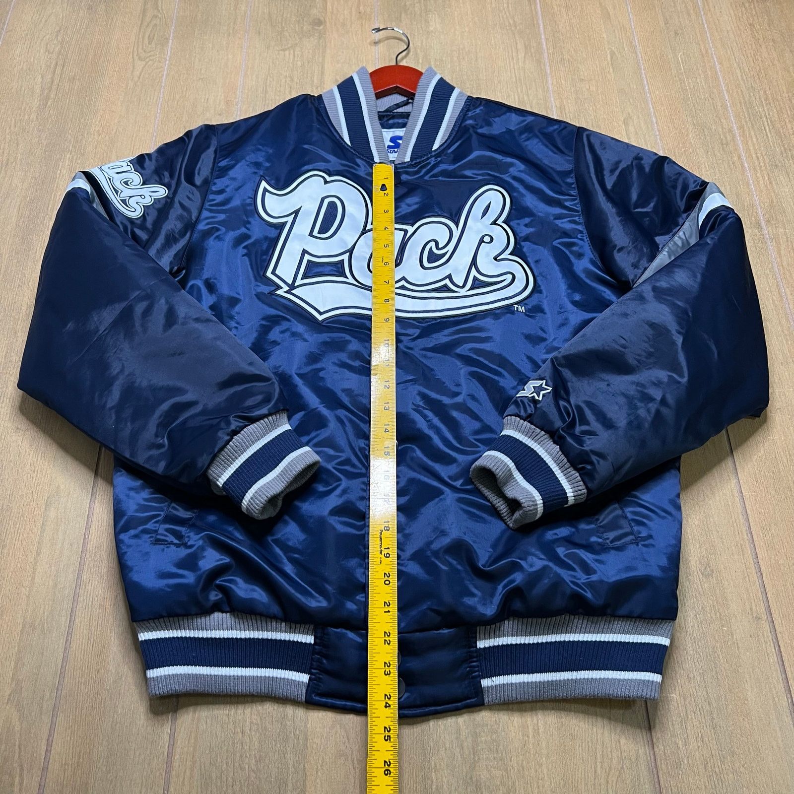 Starter Starter Nevada Wolf Pack Satin Bomber Jacket Mens M Blue Y2K Size US M / EU 48-50 / 2 - 7 Thumbnail