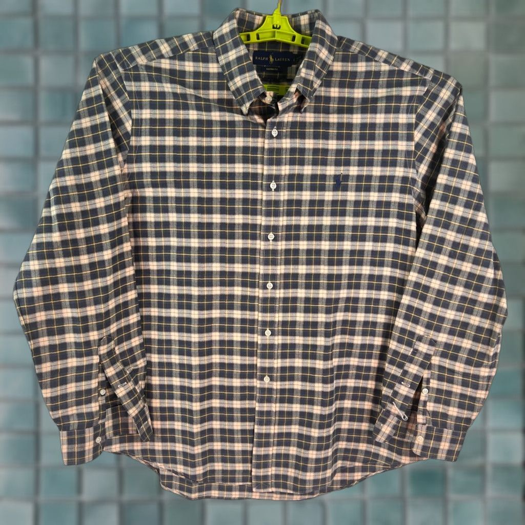 Ralph Lauren VINTAGE Ralph Lauren Shirt Men XL Blue Checkered Casual Long Sleeve Button-Up Classic 90s Size US XL / EU 56 / 4 - 1 Thumbnail
