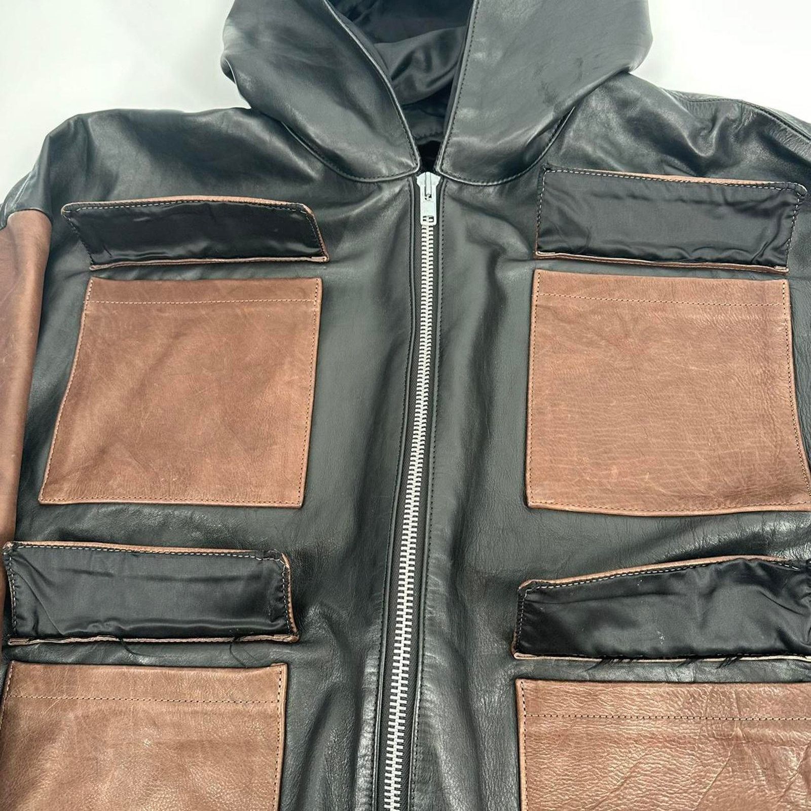 Other Beautiful Cut and Sew Brown and Black Leather Chore style Size US XL / EU 56 / 4 - 5 Thumbnail