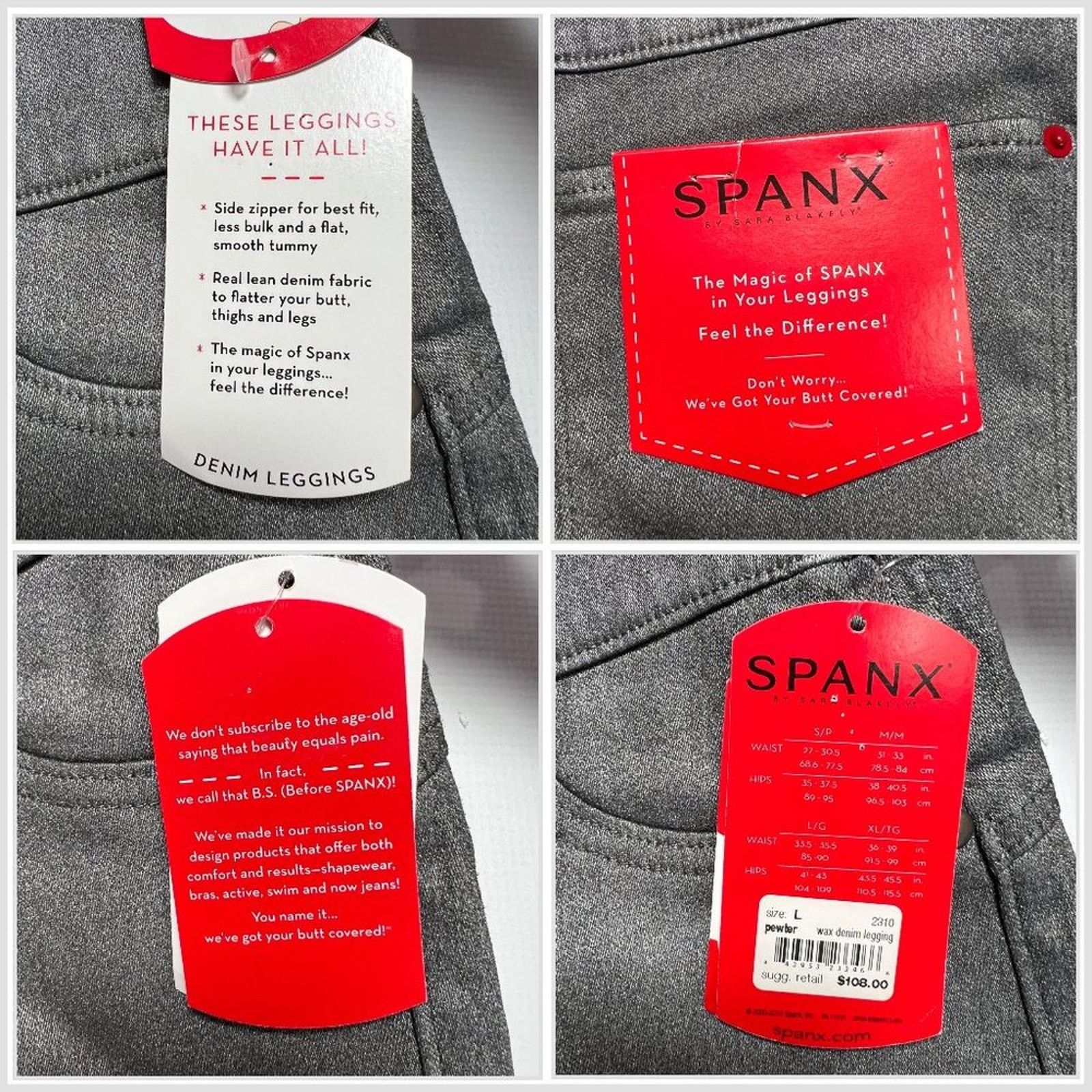Spanx SPANX Solace Wax Denim Legging Pewter Gray Size L Size 28" / US 6 / IT 42 - 4 Thumbnail