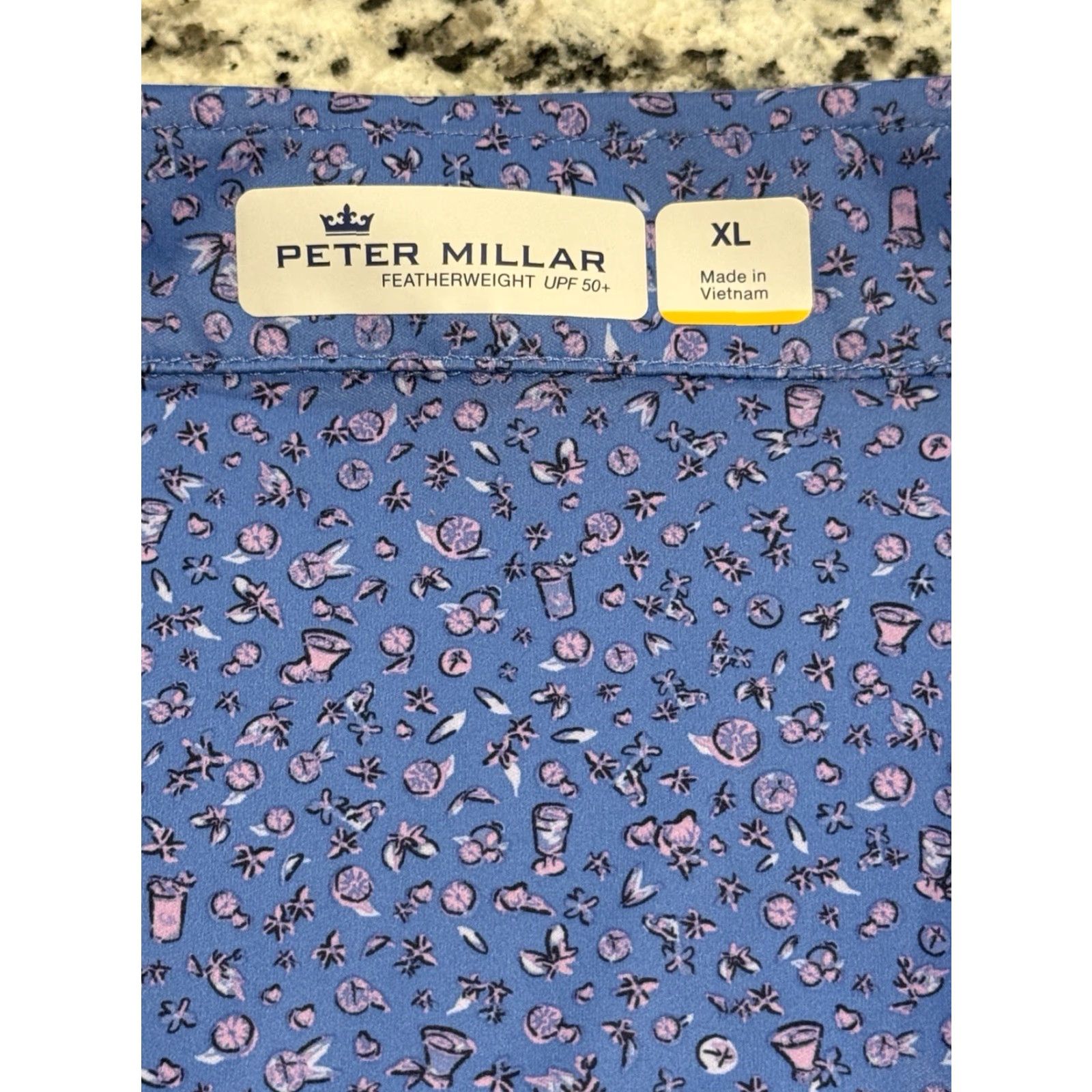 Peter Millar Peter Millar Featherweight Polo XL Golf Blue Graphic Print Men Short Sleeve UPF 50 Moisture Wicking Quick Dry Lightweight Polo Shirt Summer Comfort Size US XL / EU 56 / 4 - 5 Thumbnail