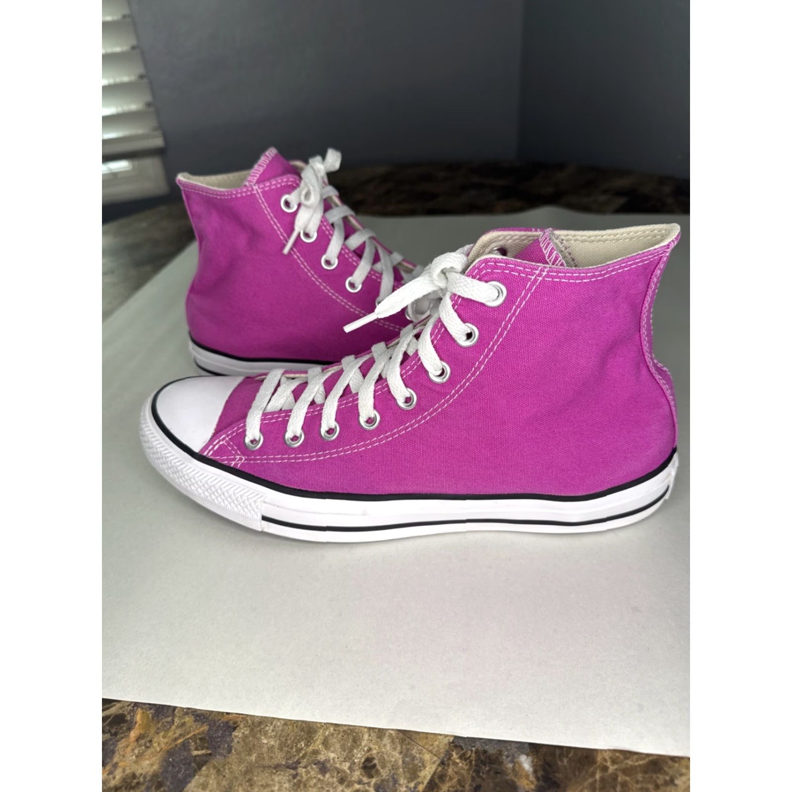 Converse VINTAGE Converse All Star Hi-Top Shoes Sneakers 9.5 Mens Pink Stars A00787F Size US M / EU 48-50 / 2 - 3 Thumbnail