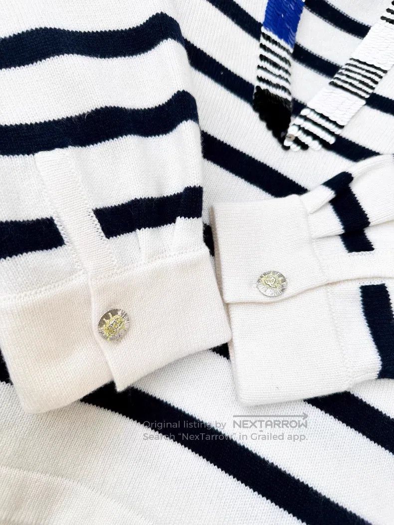 Chanel Chanel Navy striped embroidered sequin long-sleeved cashme Size S / US 4 / IT 40 - 5 Thumbnail