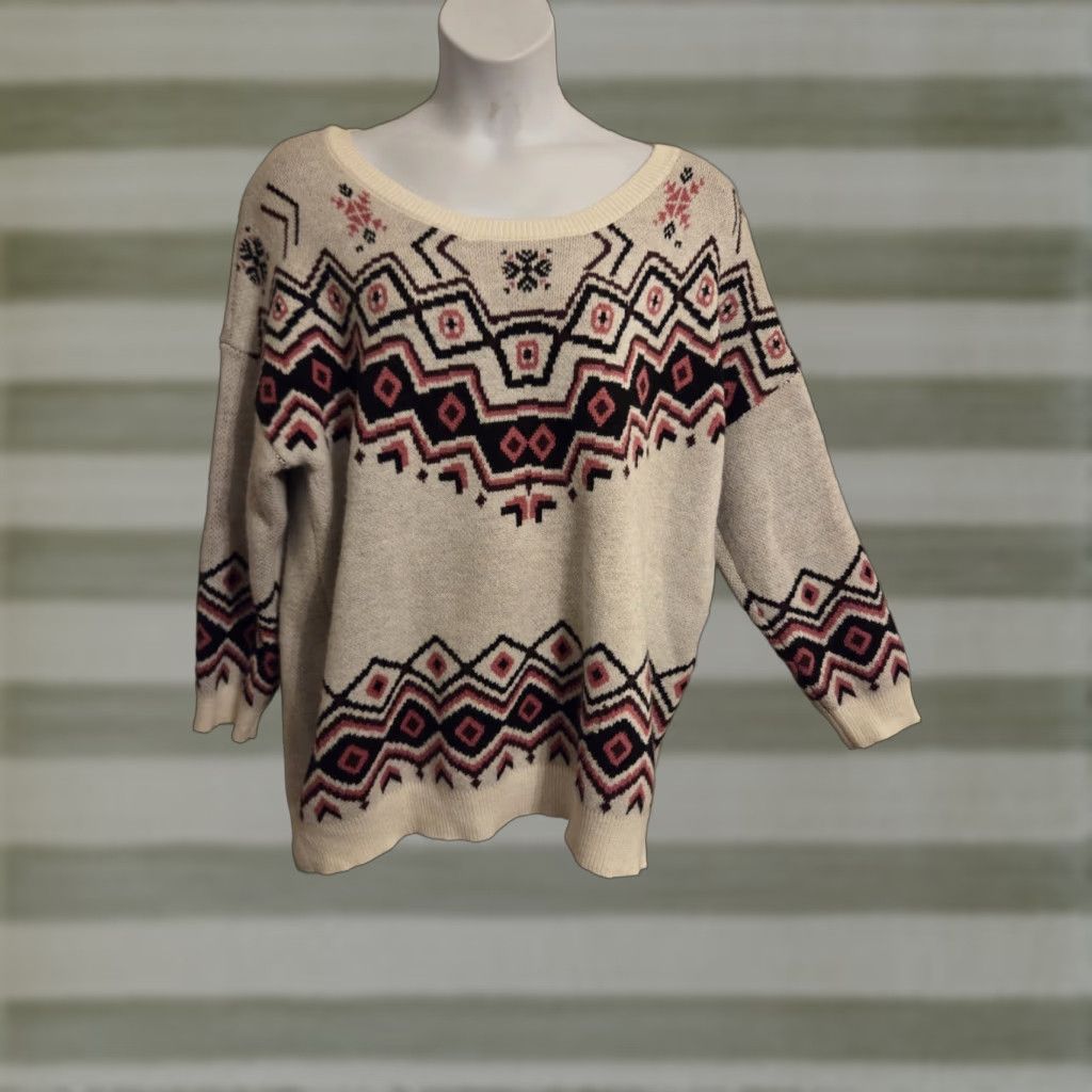 Torrid Torrid Sweater Fair Isle Wide Neckline Pullover 3X 3X Multicolor Crew Long Sleeve Acrylic Nylon Machine Washable Casual Womens Size XXL / US 16-18 / IT 52-54 - 1 Thumbnail