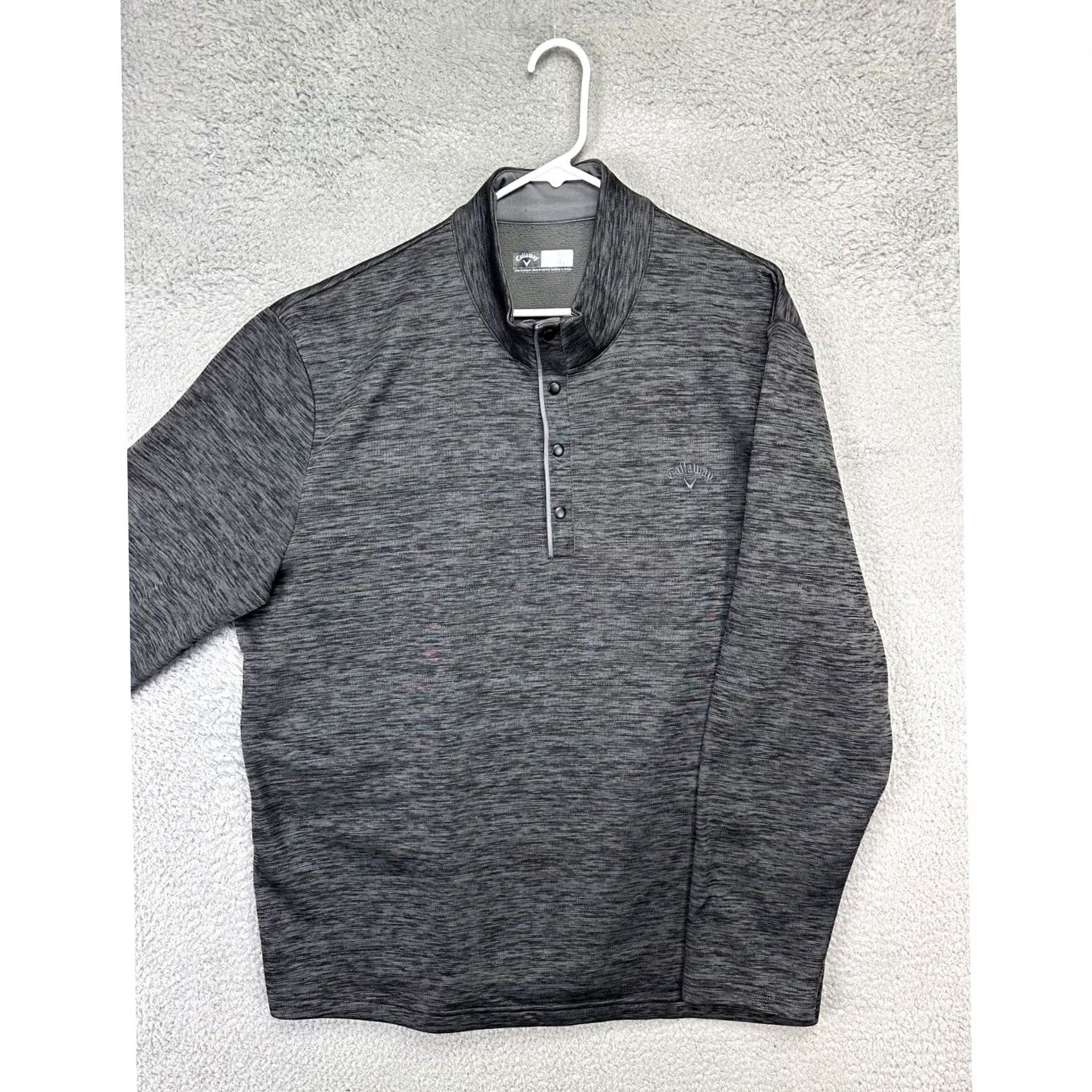 Callaway VINTAGE Callaway Shirt Mens 2XL Grey Fleece Lined Mock Neck Pullover Quarter Snap Button Golf Shirt Size US XXL / EU 58 / 5 - 3 Thumbnail