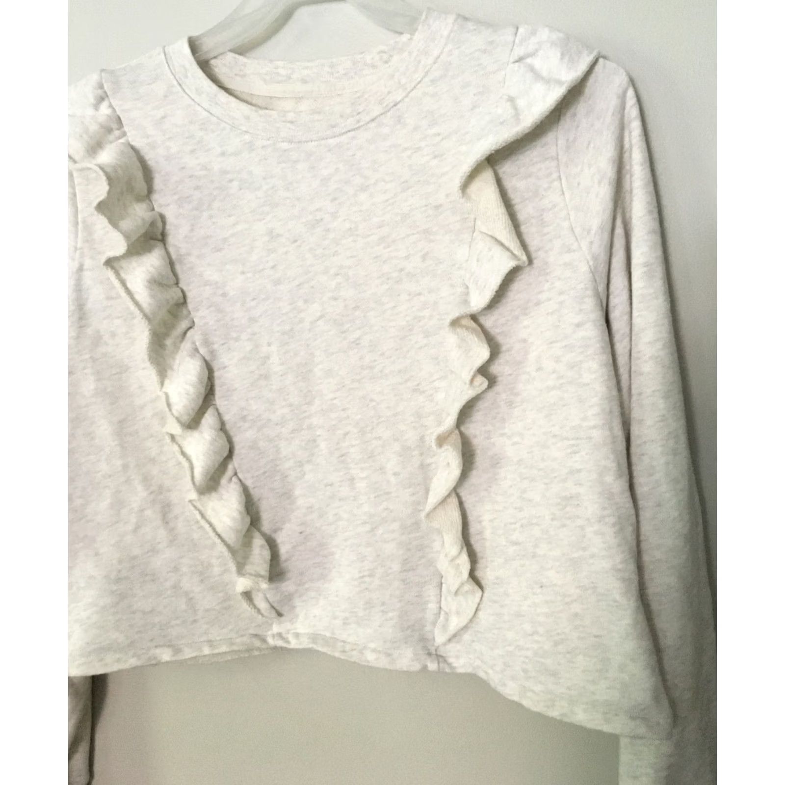 Vintage AÉROPOSTALE TEEN Juniors Womens Light Gray Ruffled Front LS Sweatshirt Top Sz XL Size XL / US 12-14 / IT 48-50 - 2 Thumbnail
