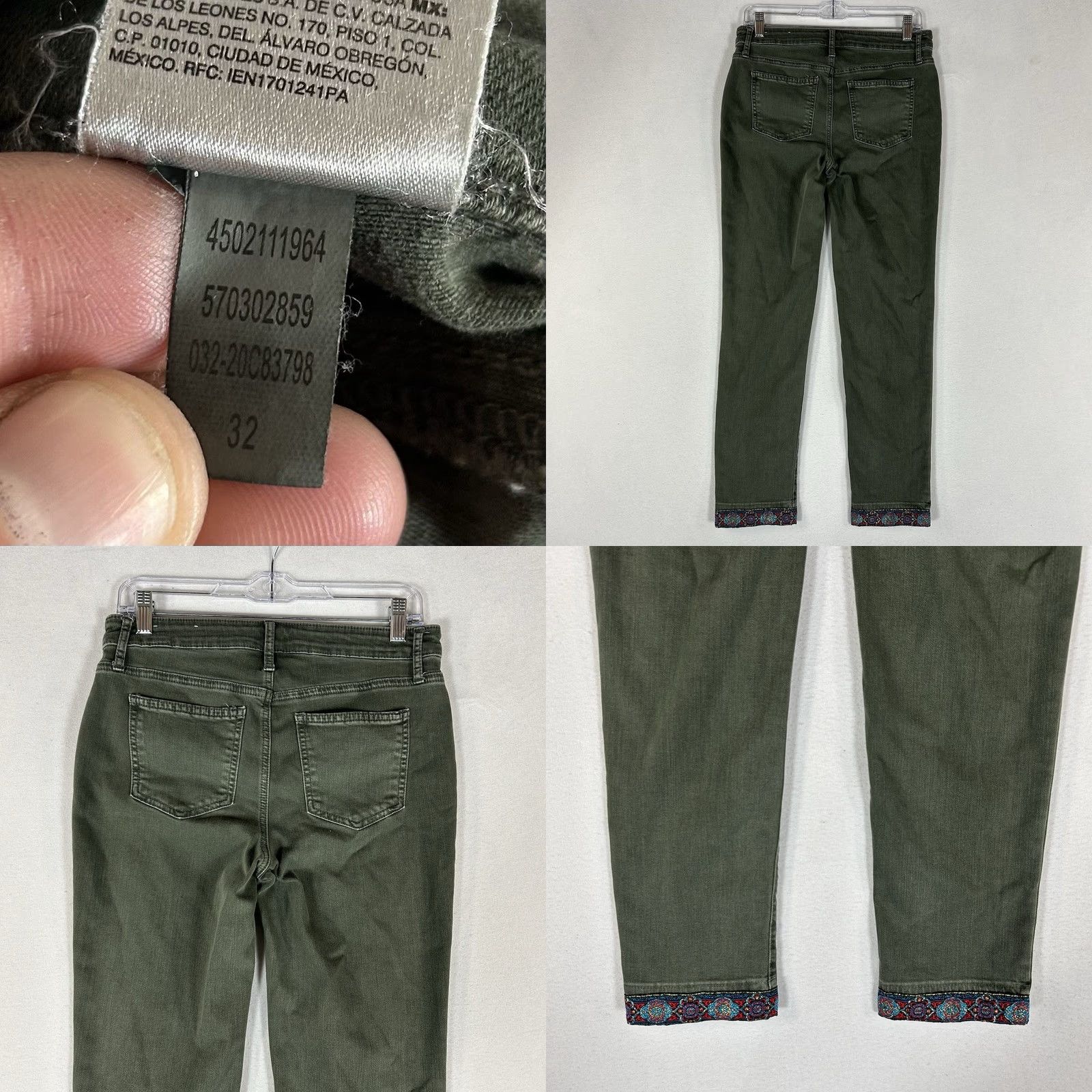 Vintage Chico's So Slimming Slim Leg Ankle Pants Women's 32 Green 5-Pocket Slimming Pockets Logo Zipper Ankle Style Capris Size 24" / US 00 / IT 34 - 8 Thumbnail
