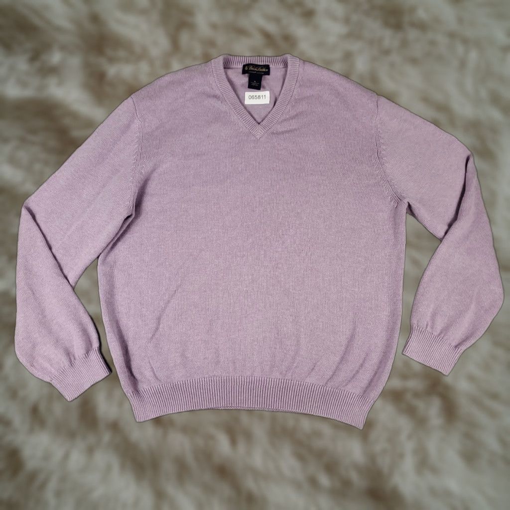 Brooks Brothers Brooks Brothers Sweater Mens XL Purple V-Neck Pullover Knit Cotton Wool Size US XL / EU 56 / 4 - 1 Thumbnail