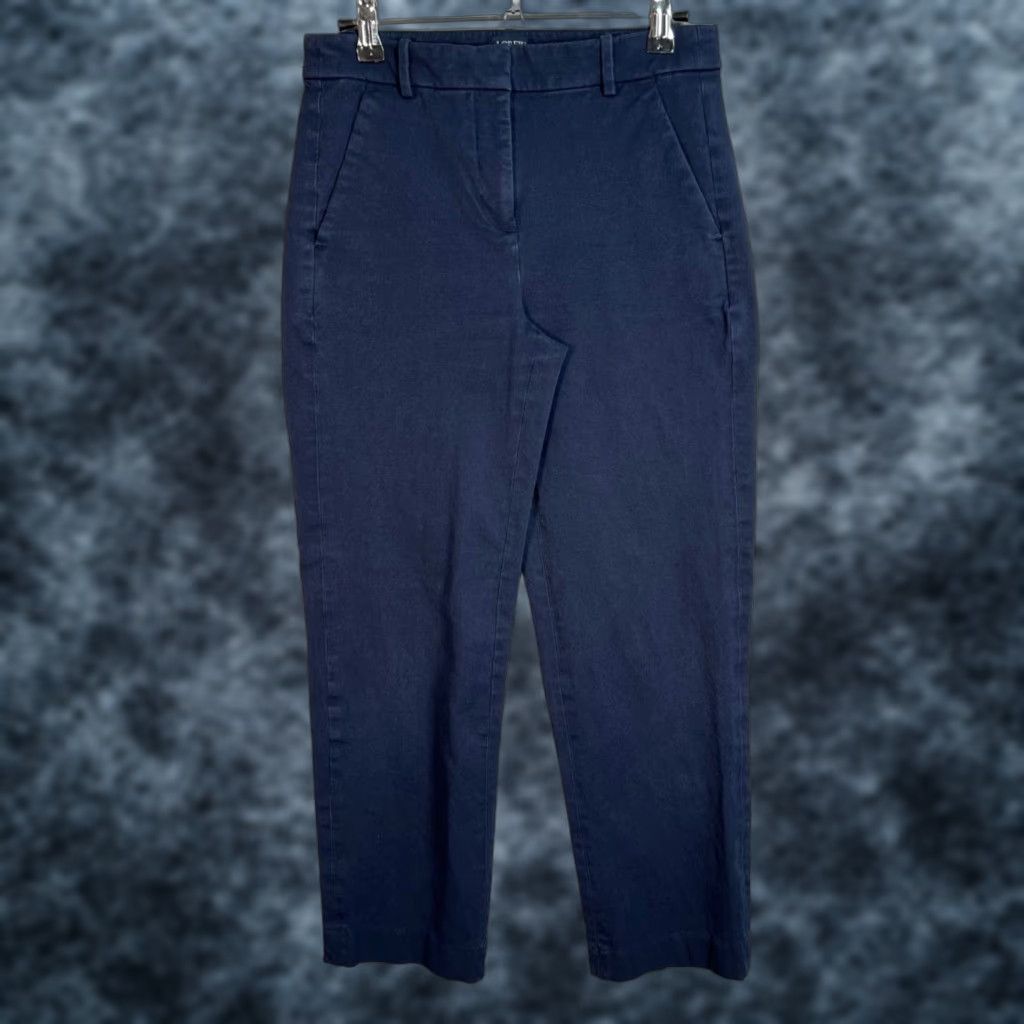 J.Crew J.Crew Kallie Womens Slim Fit Dress Pants - Navy Blue, Size 12, Cotton Blend, Flat Front, Straight Leg, Regular, Officewear, Womens Size 34" / US 12 / IT 48 - 1 Thumbnail