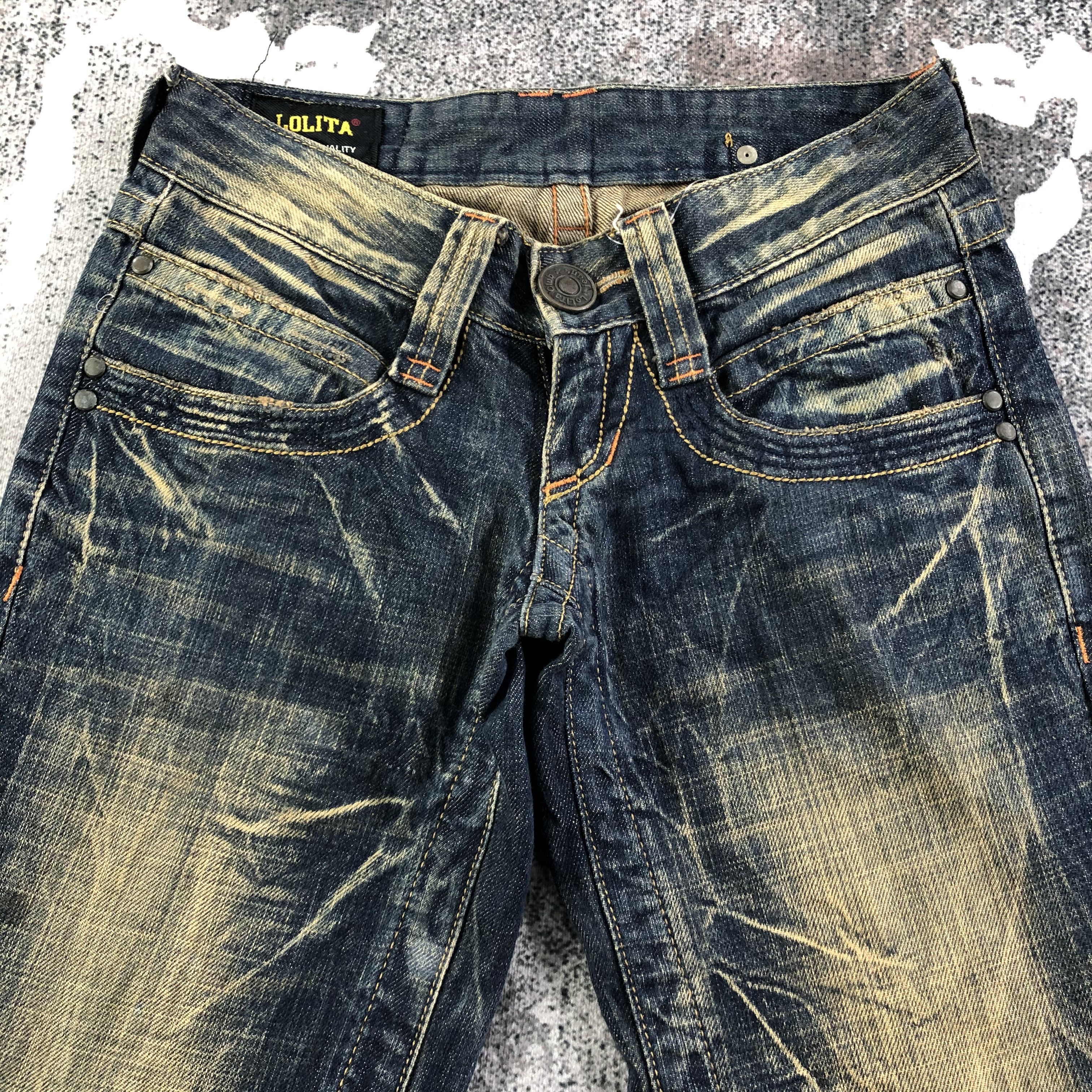 Japanese Brand Lolita Faded Flared Jeans KJ1931 Size 28" / US 6 / IT 42 - 3 Thumbnail