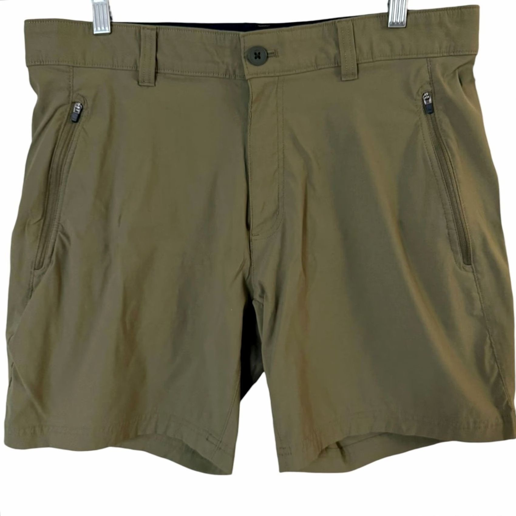 Eddie Bauer Eddie Bauer Horizon Guide Wander Shorts Men's 35 Hiking Outdoors Water-Repellant Green Nylon Spandex Chino Pockets UPF-50 Summer Spring Fall Size US 35 - 2 Thumbnail