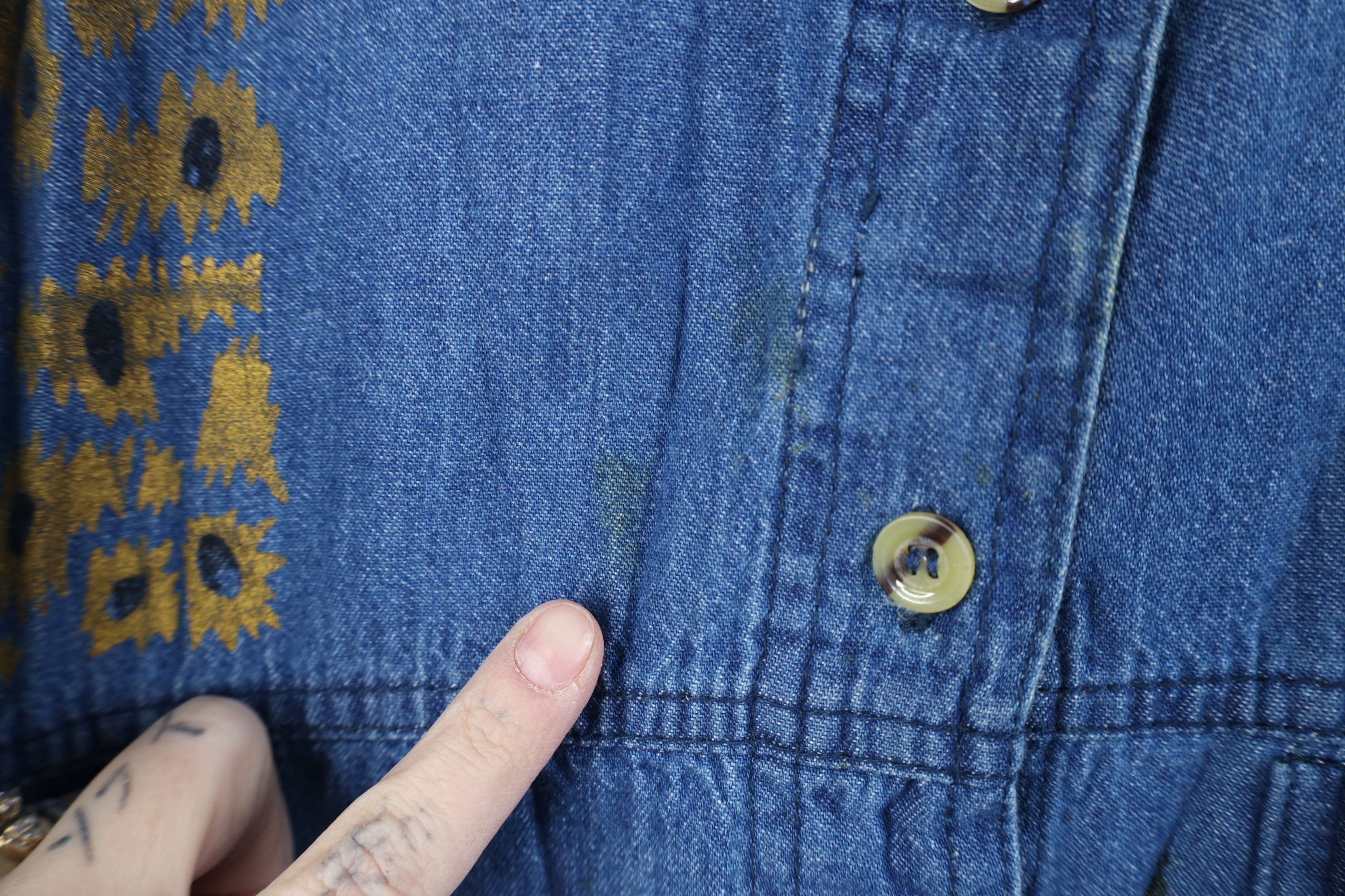 Vintage Vintage 90s Streetwear Abstract Sunflower Denim Button Shirt Size 3XL / US 20-22 - 8 Thumbnail