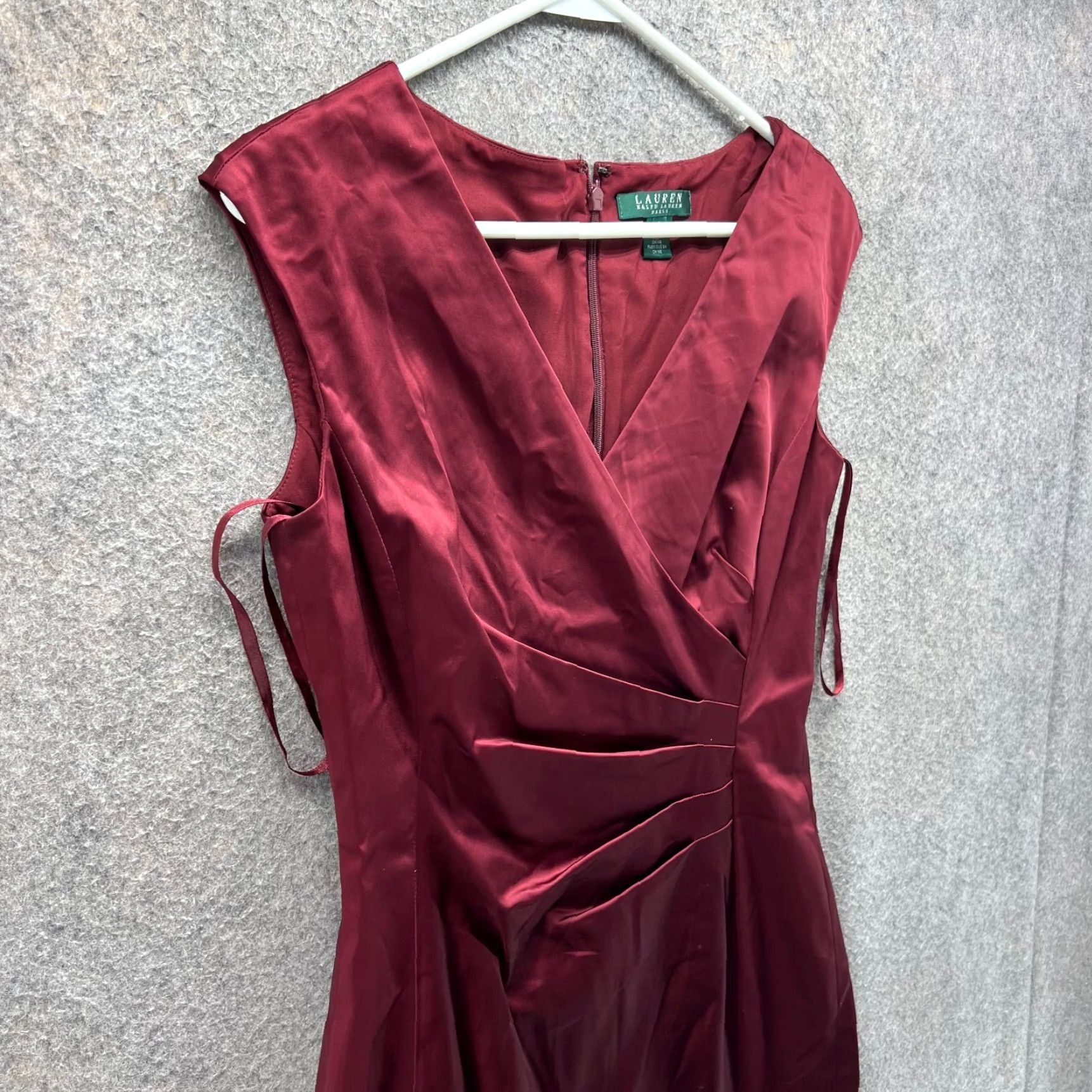 Ralph Lauren VINTAGE? (No) Lauren Ralph Lauren Dress Women 6 Red Wine Satin Pencil Shift Cocktail Party Size M / US 6-8 / IT 42-44 - 6 Thumbnail