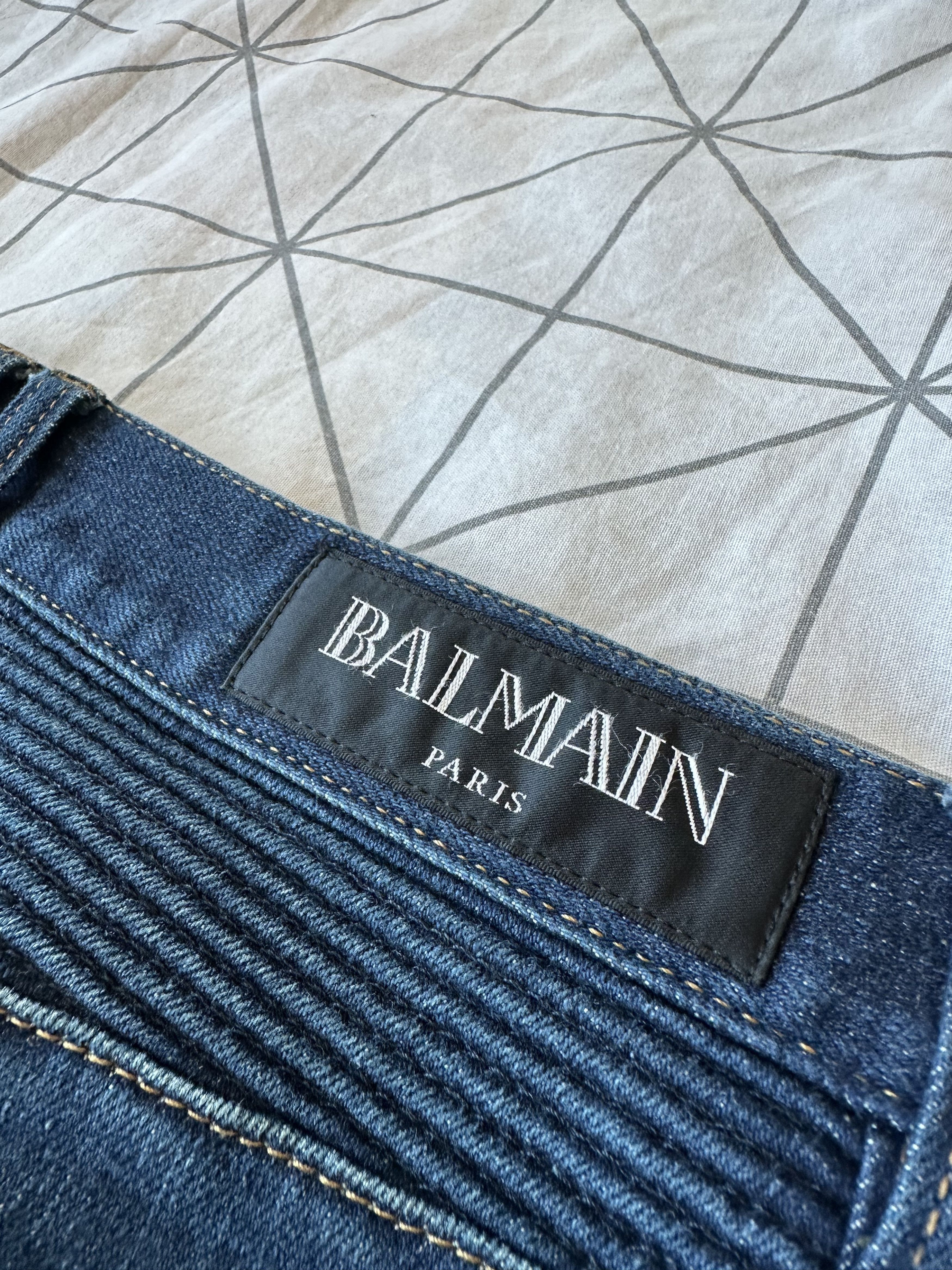 Balmain Balmain Dark Navy Biker Denim Jeans Oliver Rousting Era Size US 33 - 7 Thumbnail