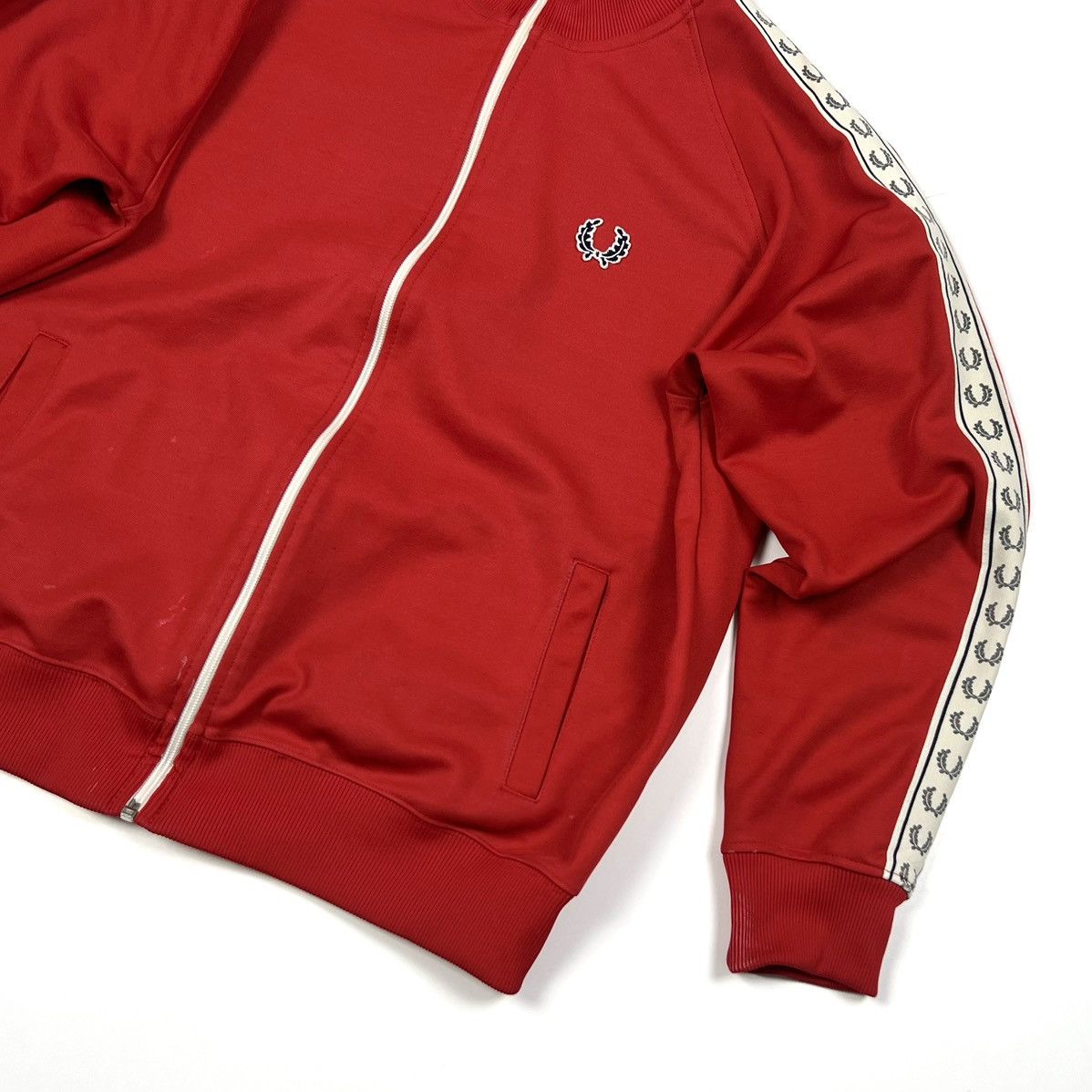 Fred Perry × Vintage Vintage Fred Perry Striped Logo Zip Track Jacket Windbreaker Size US M / EU 48-50 / 2 - 9 Thumbnail