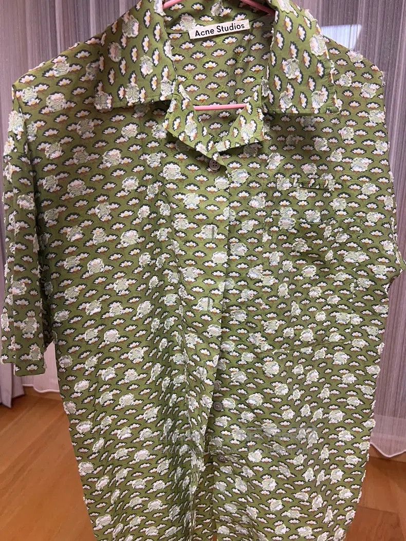 Acne Studios Acne Studios Green Daisy Shirt Size US L / EU 52-54 / 3 - 1 Thumbnail