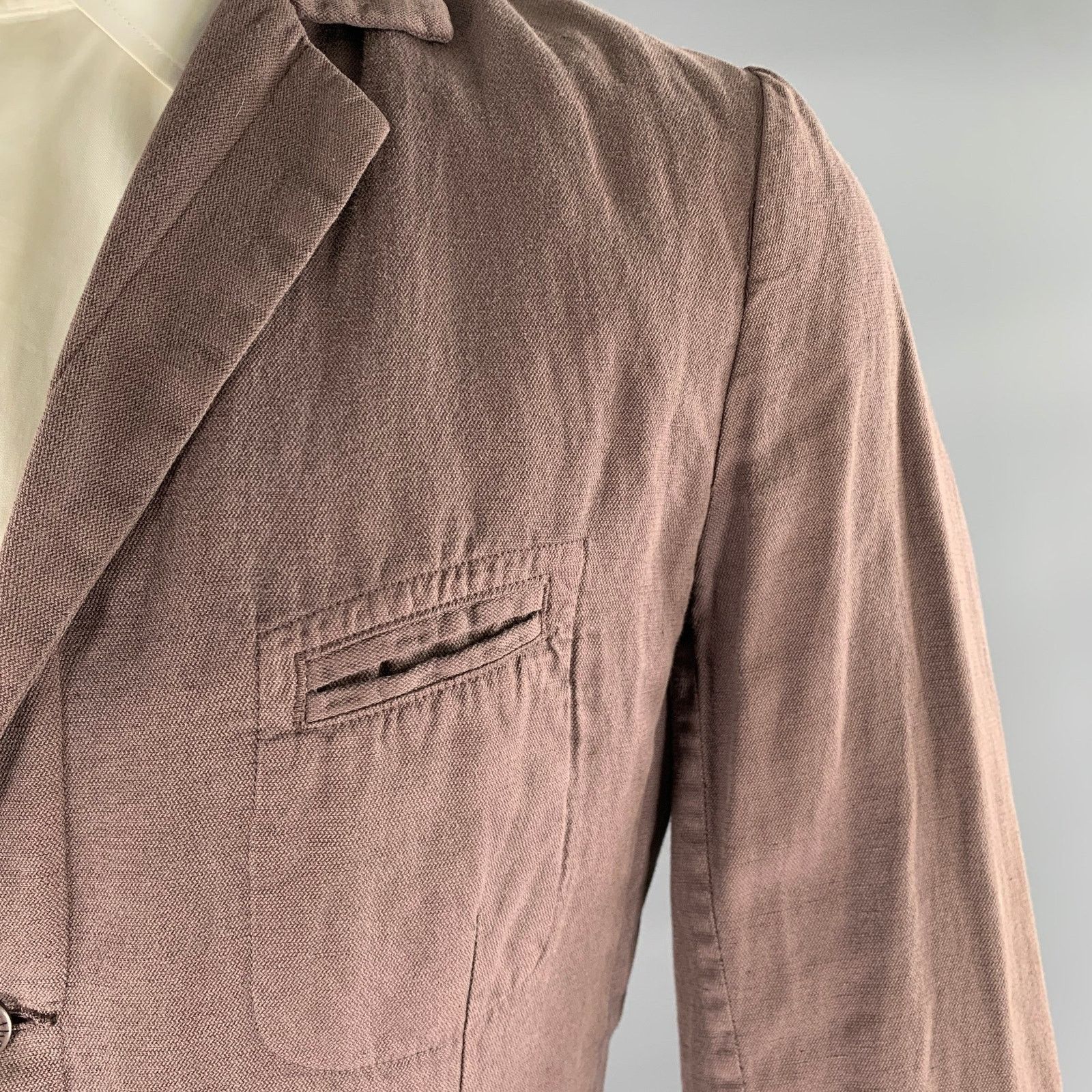 hannes roether HANNES ROETHER Brown Cotton Blend Notch Lapel Sport Coat Size 42R - 2 Thumbnail