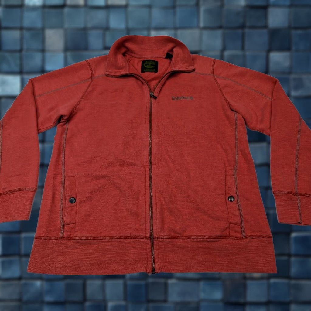 Timberland Timberland Full Zip Sweater Mens L Red Cotton Button Pocket Knit Pullover Jacket Size US L / EU 52-54 / 3 - 1 Thumbnail