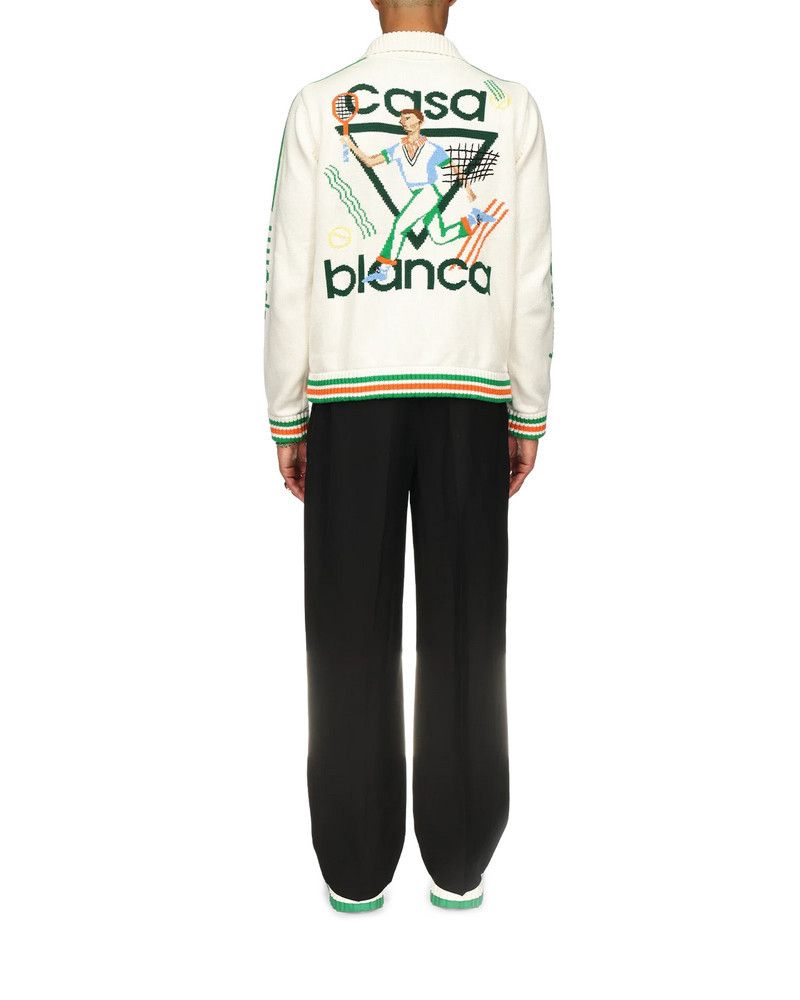 Casablanca o1mle0326 Le Jeu Intarsia Knit Jacket in White Size US L / EU 52-54 / 3 - 6 Thumbnail