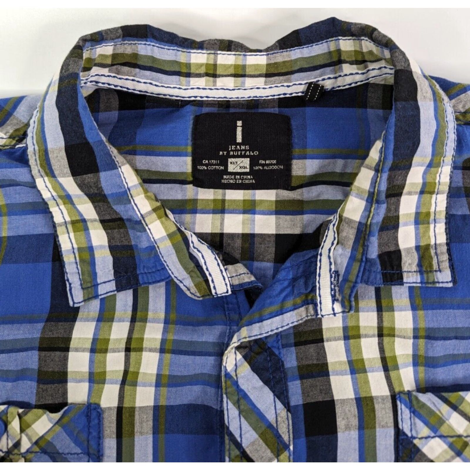 Vintage Buffalo Jeans Men's XLT Plaid Shirt Blue Casual Short Sleeve Pocket Cotton Size US XL / EU 56 / 4 - 7 Thumbnail