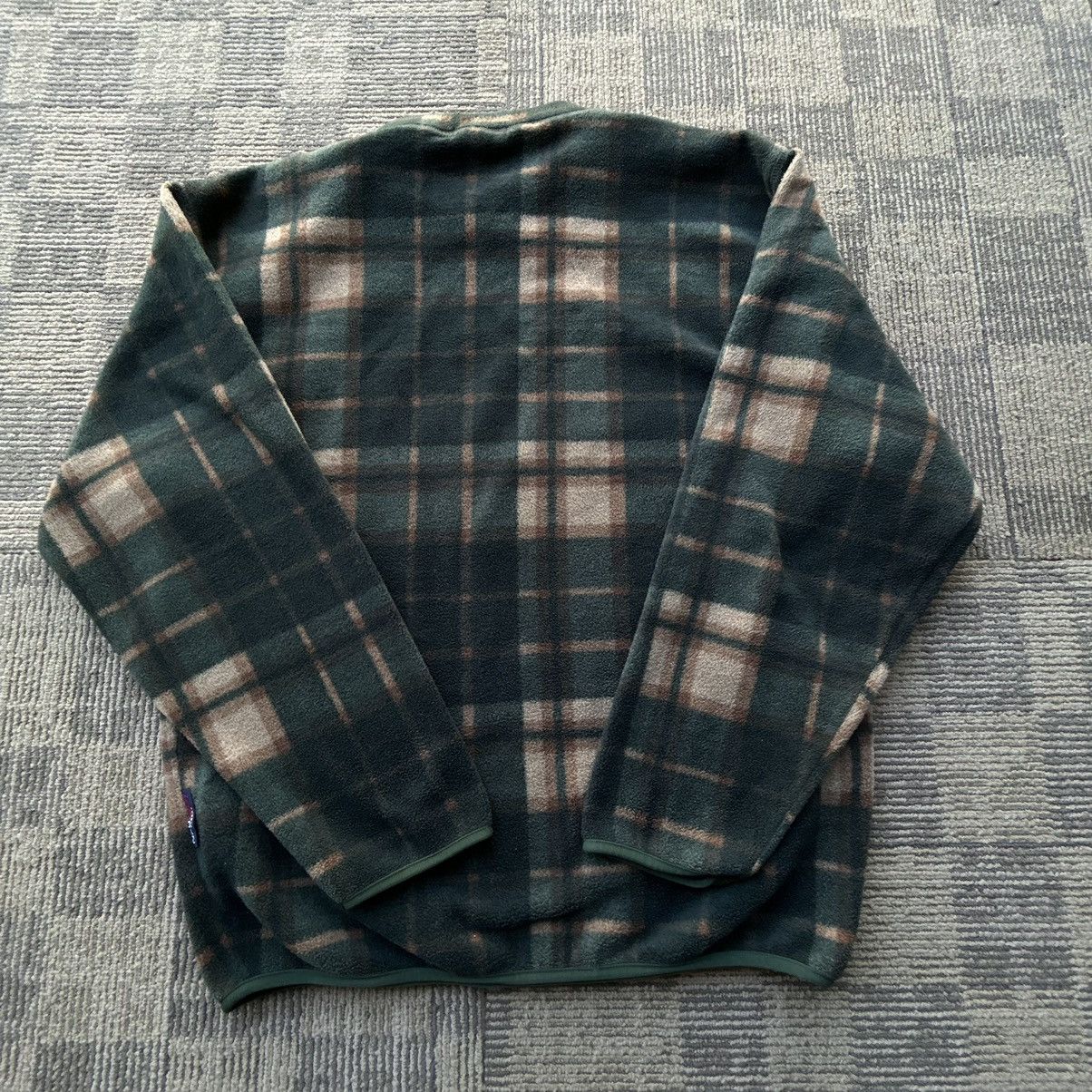 Nautica Vtg 90’s Nautica Green/Brown Plaid Fleece Pullover Size US L / EU 52-54 / 3 - 7 Thumbnail