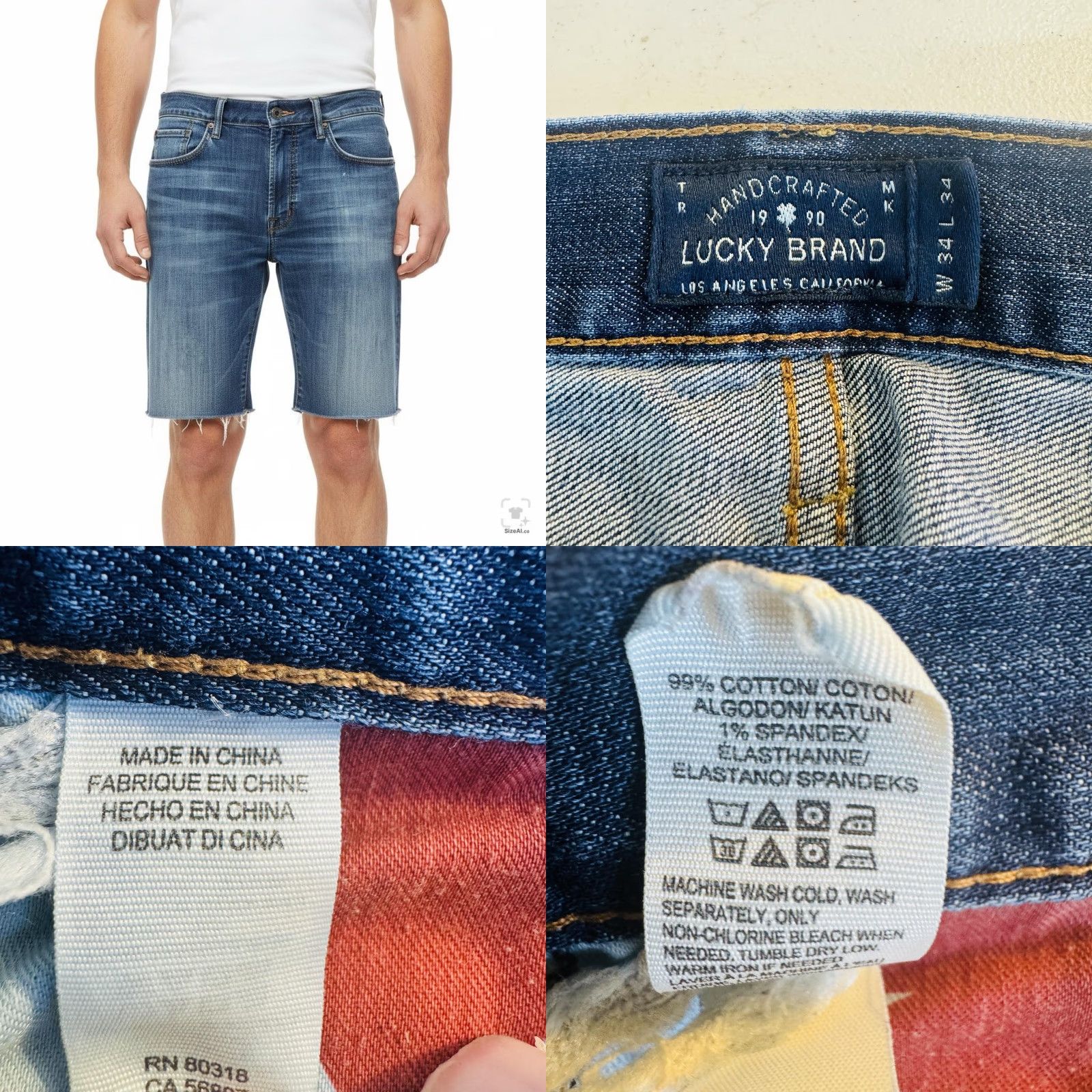 Lucky Brand Lucky Brand Bermuda Shorts Mens 34 Blue Slim Distressed Raw Hem Denim Pocket Pockets Casual Summer USA 121 Heritage Slim Mens Size US 34 / EU 50 - 8 Thumbnail