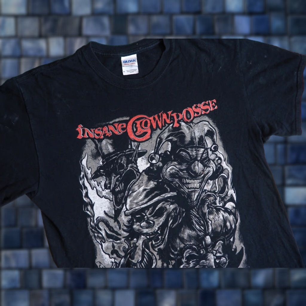 Gildan Y2k 2000s ICP Distress Black T-Shirt M Crew Neck Gildan Band Logo Size US M / EU 48-50 / 2 - 1 Thumbnail