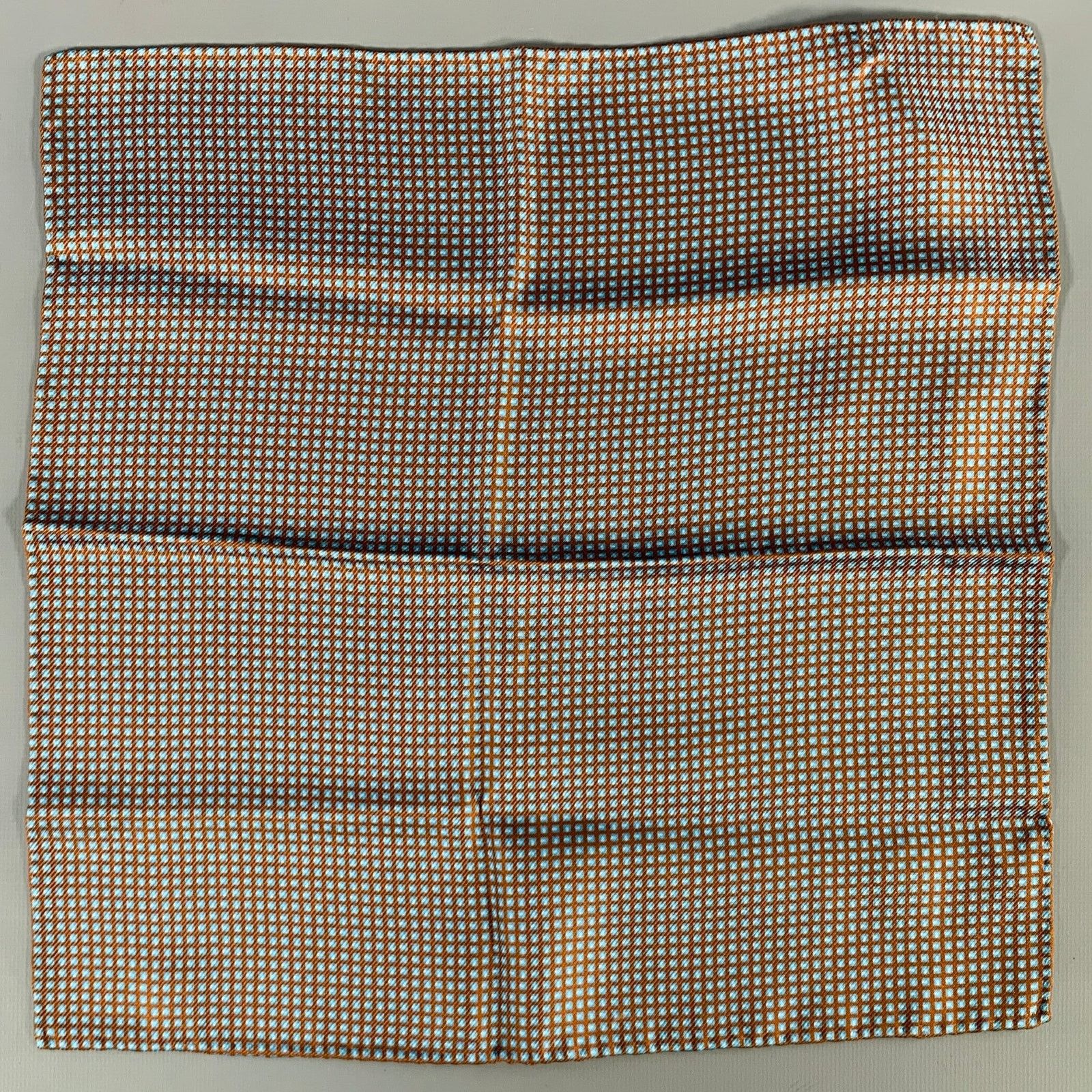 Kiton KITON Brown Blue Squares Silk Pocket Square Size ONE SIZE - 1 Thumbnail