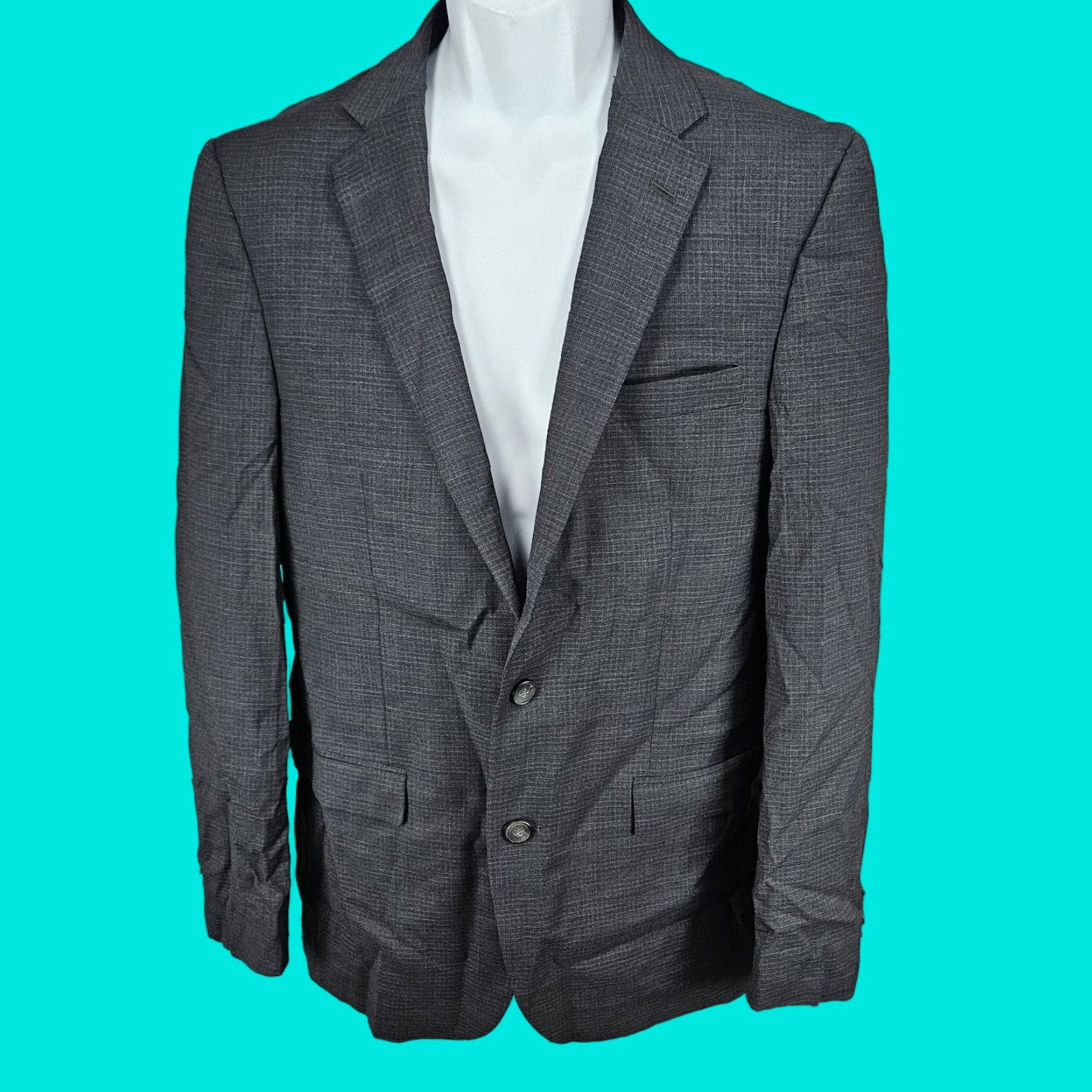 Kenneth Cole VINTAGE Awearness Kenneth Cole Grey Wool Blend Extreme Slim Fit Blazer Sport Coat 40L Size 40R - 1 Thumbnail