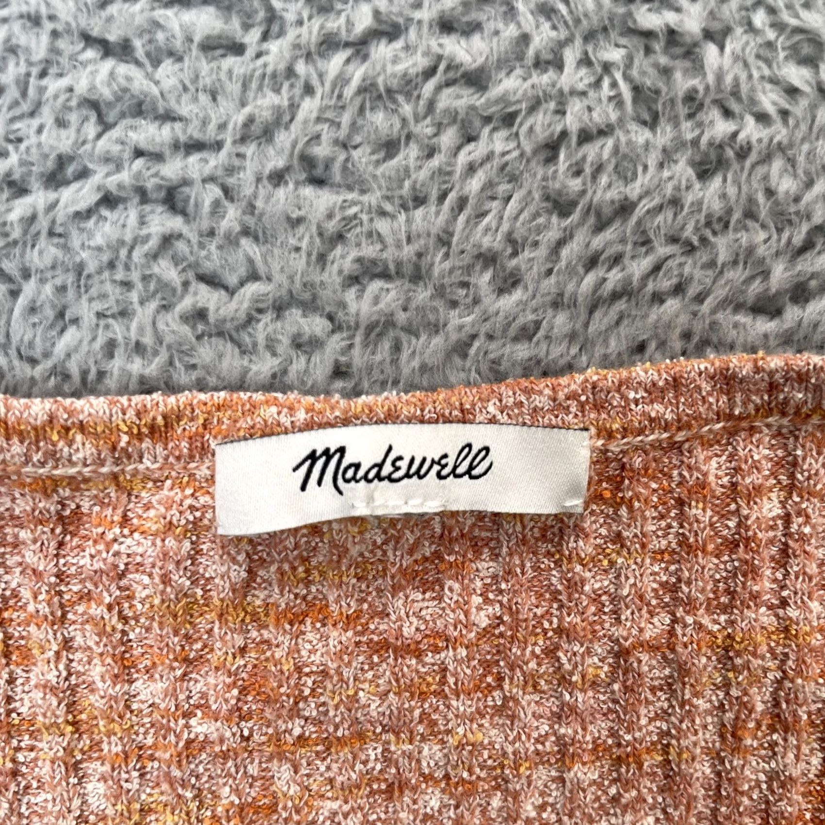 Madewell Madewell Cardigan Sweater Womens XS Orange Marled Shaw Button Front Cap Sleeve Knit Ribbed Slim Pullover Casual Workwear Autumn City Preppy Size XS / US 0-2 / IT 36-38 - 3 Thumbnail
