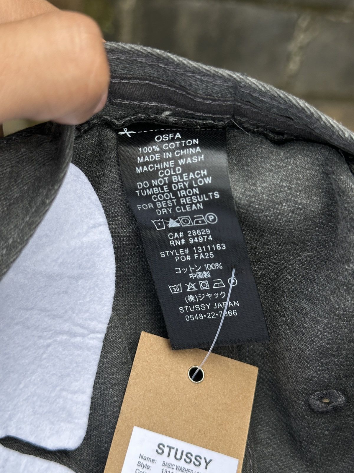 Stussy Stussy Basic Washed Low pro cap - Charcoal Size ONE SIZE - 7 Thumbnail