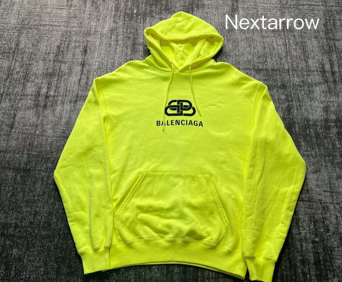 Neon Green Fluorescent Yellow Hoodie Balenciaga Black Lock Logo