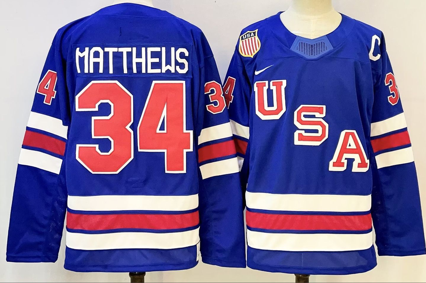 Other Men's USA Hockey #34 MATTHEWS Jersey Blue Size US S / EU 44-46 / 1 - 1 Thumbnail