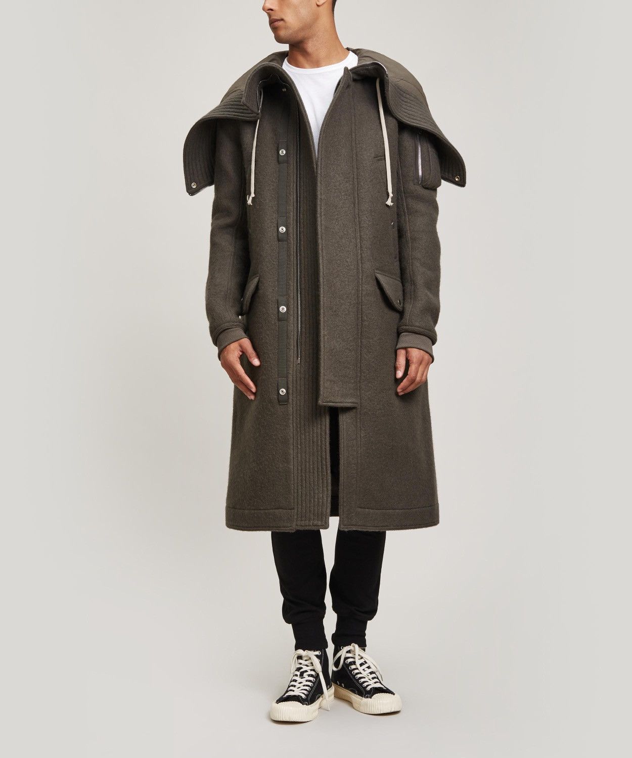 image of Rick Owens Boiled Wool Exploder Megaparka in Grey, Men's (Size Large)