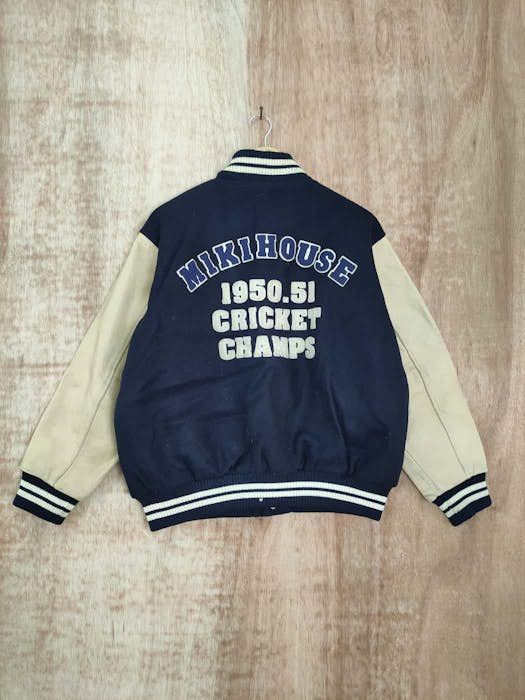 image of Miki House Cricket Champ Varsity VTG Wool Jacket 4104 Dlal in Blue, Men's (Size Medium)