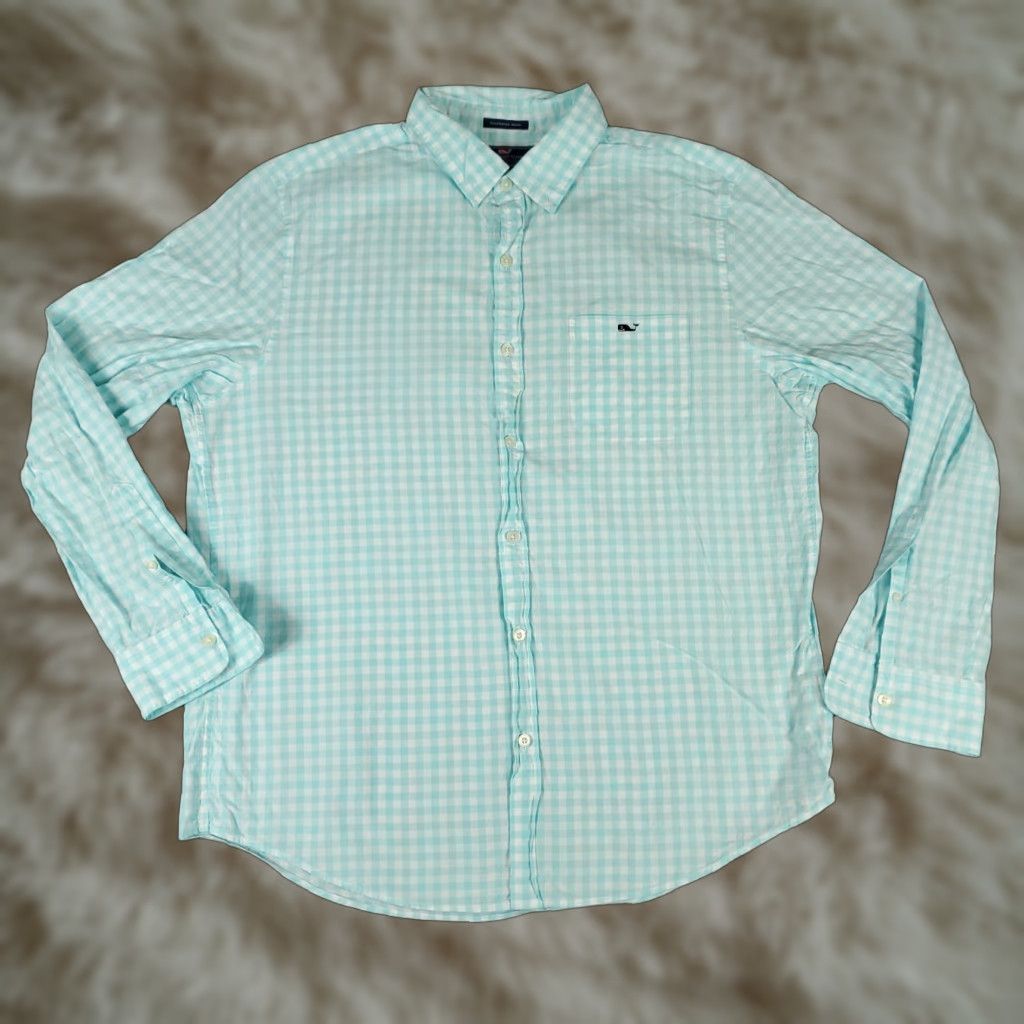 Vineyard Vines VINEYARD VINES Shirt Mens L Blue Check Slim Fit Button Up Long Sleeve Size US L / EU 52-54 / 3 - 1 Thumbnail
