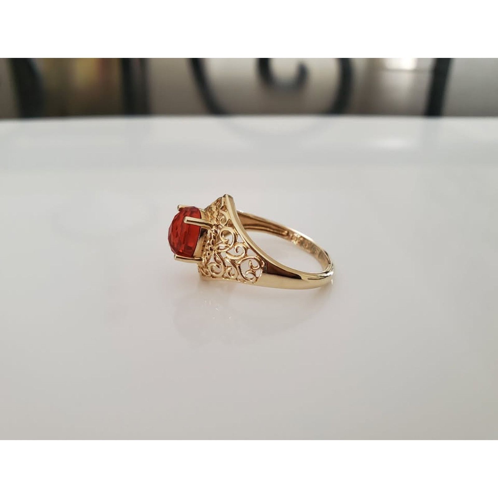 Other Vintage Style Orange Stone Filigree 14K Gold Ring – 3.04g Size ONE SIZE - 3 Thumbnail