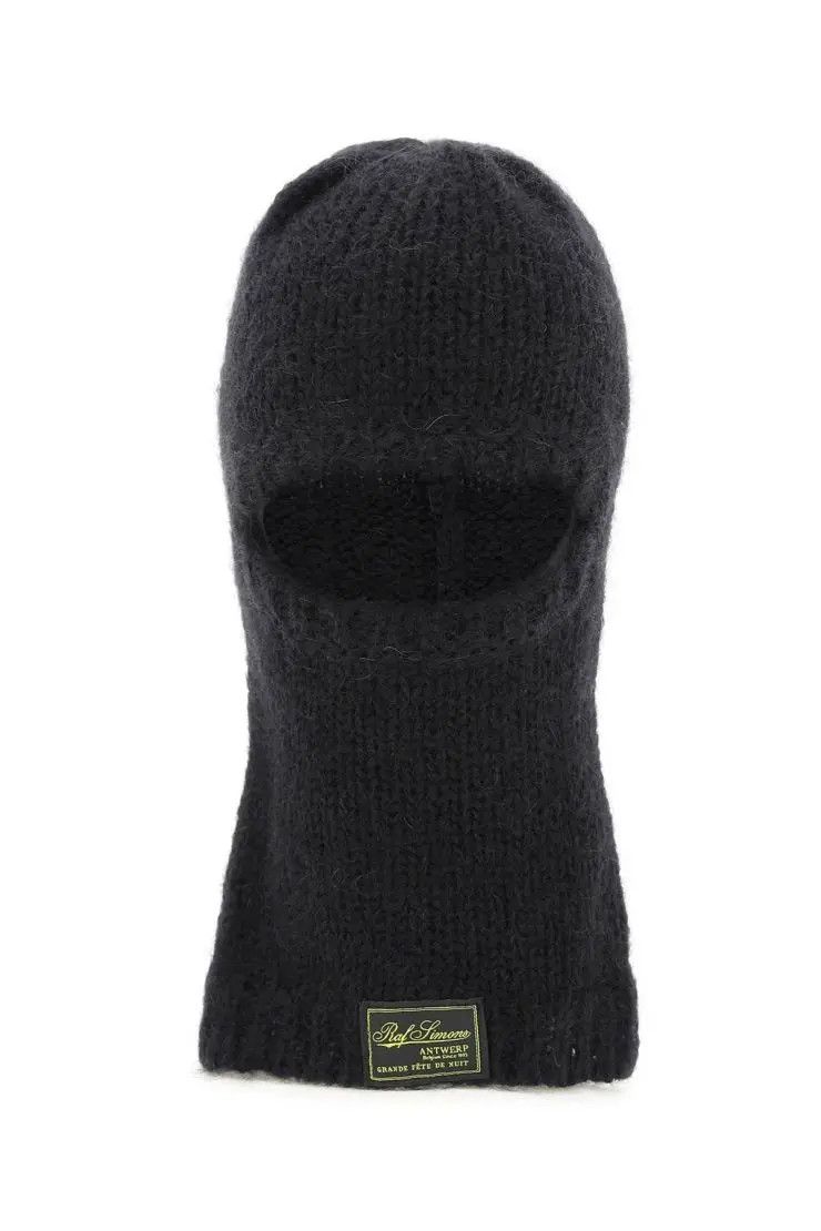 Raf Simons o1s22i1n0324 Size-OS Mohair Blend Balaclava in Black Size ONE SIZE - 1 Thumbnail