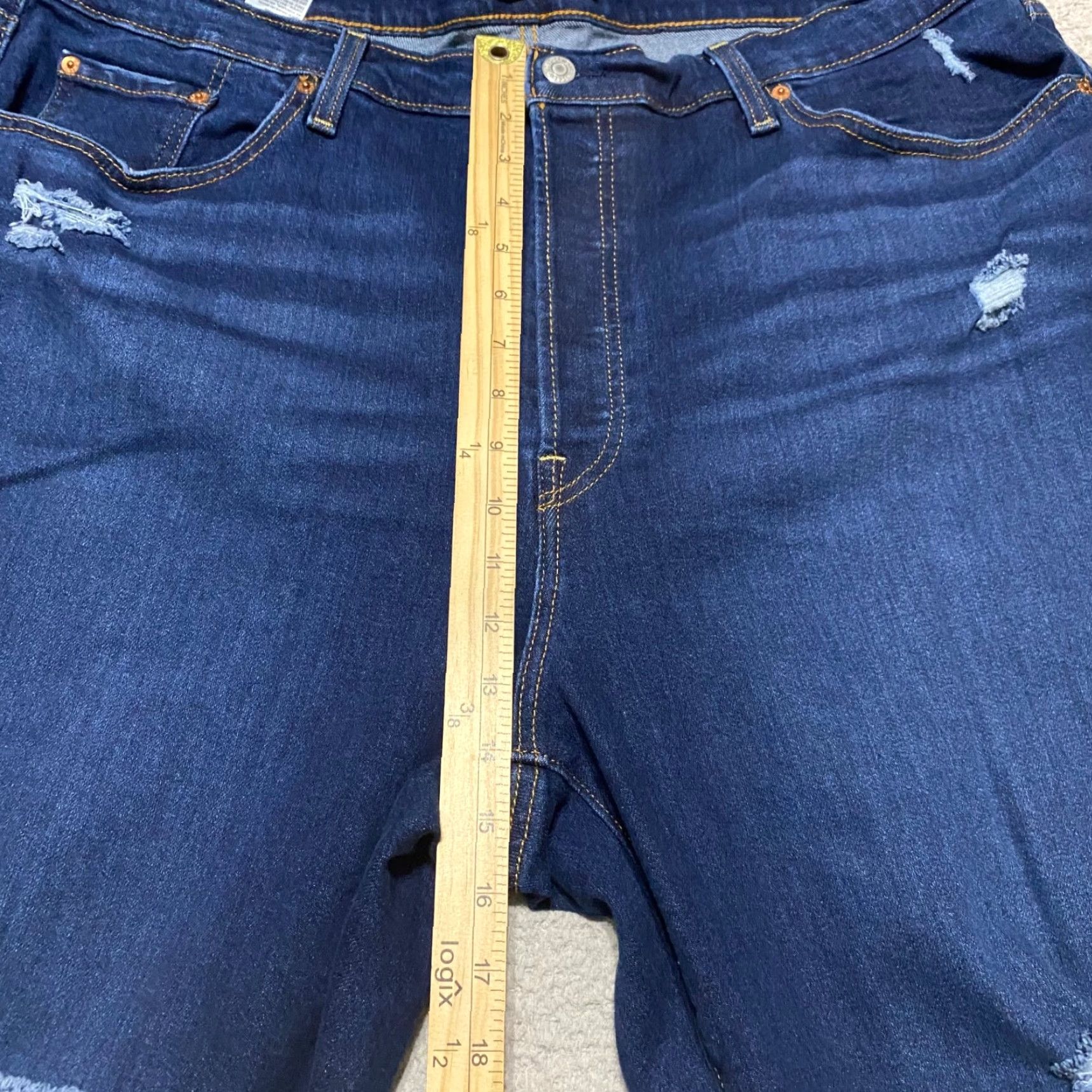 Levi's Levi's Jeans Womens 22W Plus Blue Denim Ribcage Straight Ankle Dark Distressed Size 40" / US 18 - 7 Thumbnail