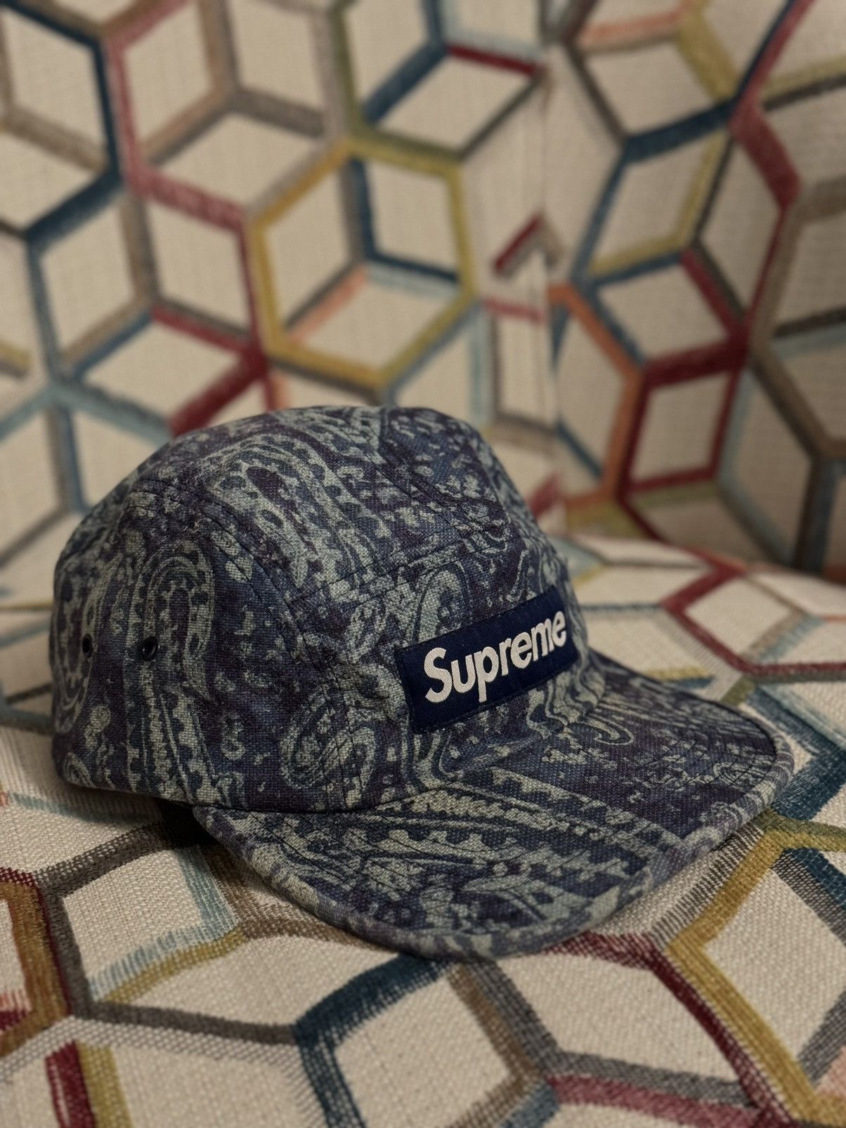 Liberty × Supreme Liberty Paisley Camp Cap Blue | Grailed